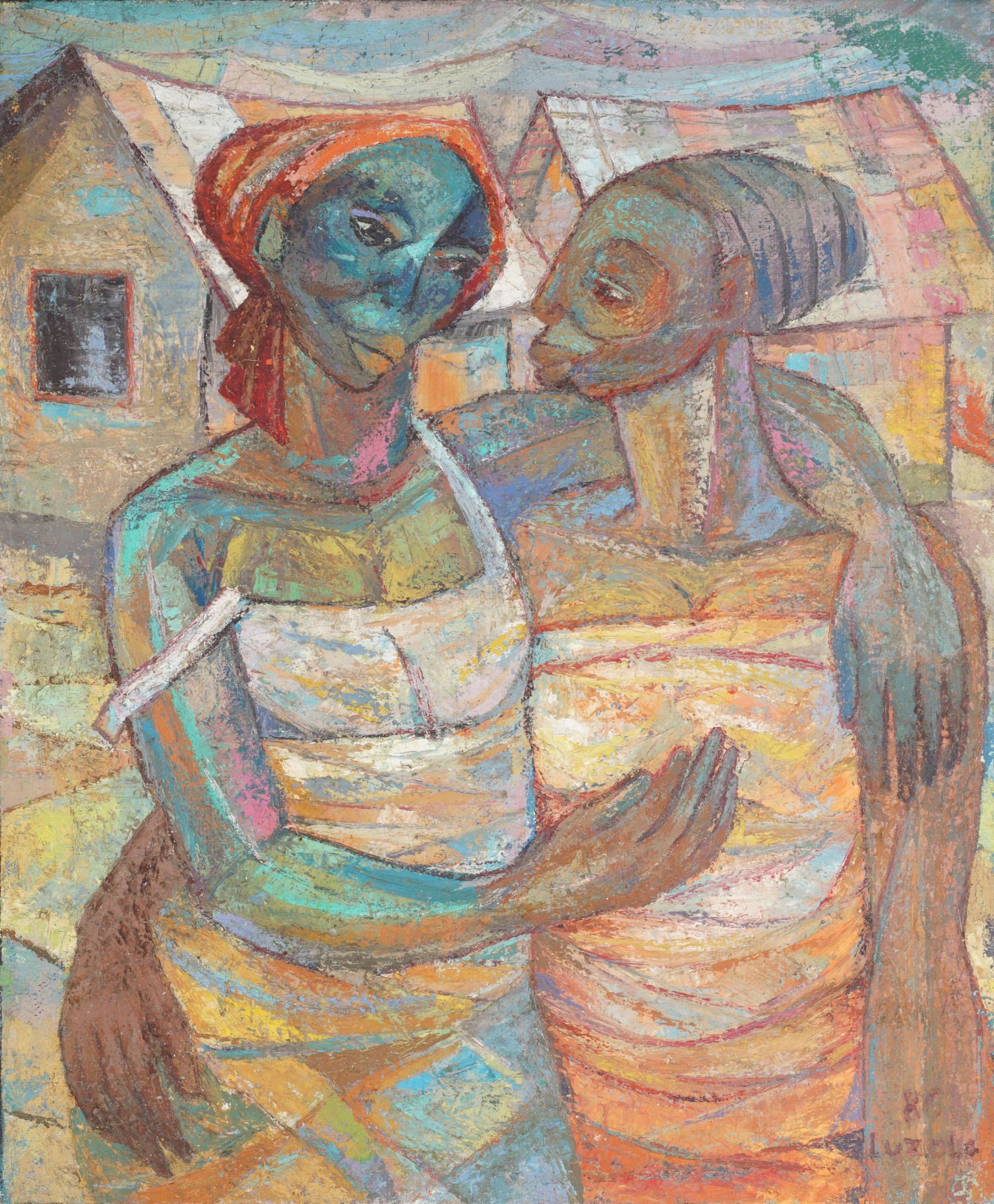 LUZOLA, DRC-20 th Untitled (Women). Oil on canvas. 72,5 x 60. Signed, dated 1986&hellip;