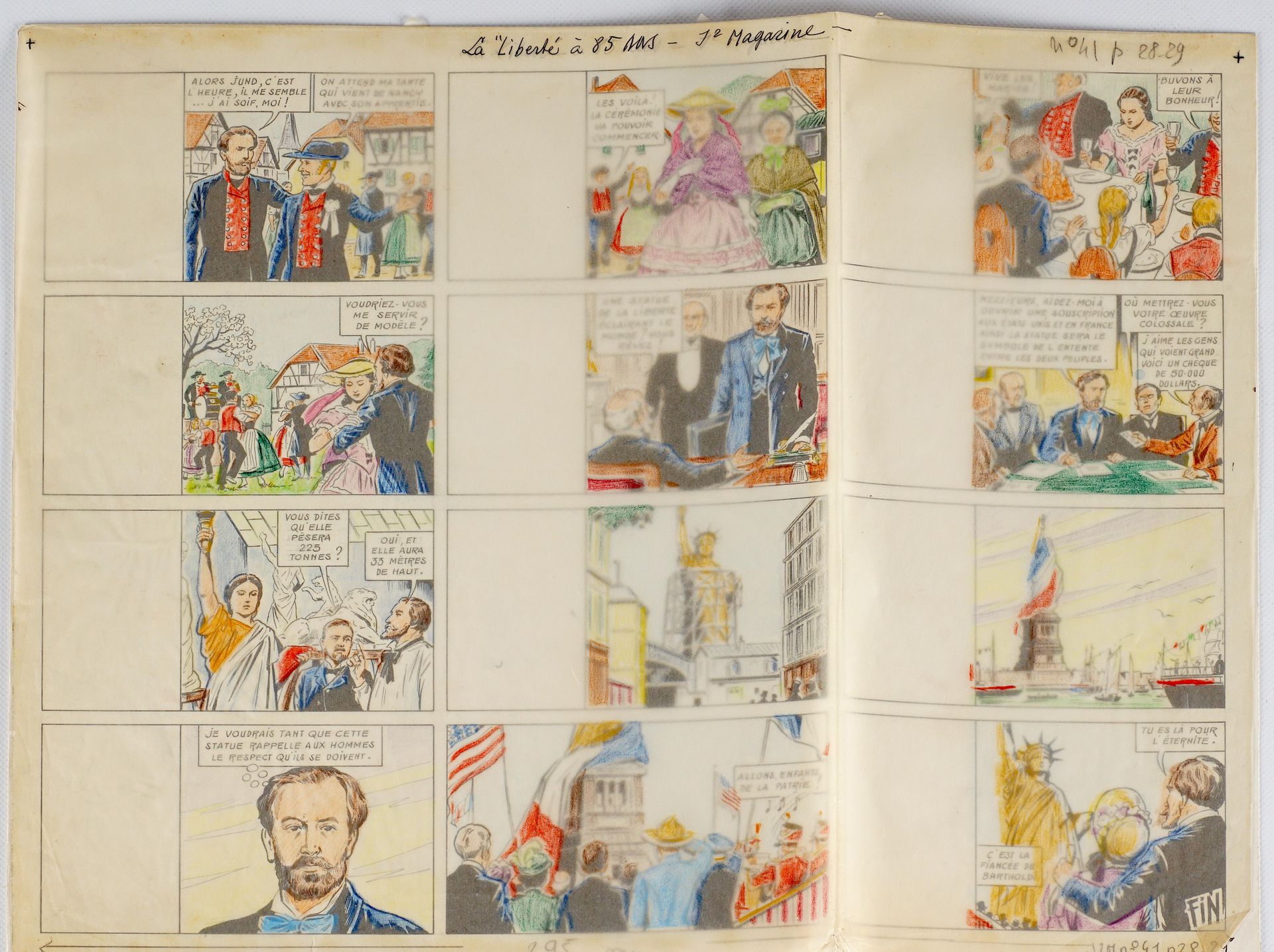 RIGOT, Robert (1908-1998) "Bartholdi - La liberté a 85 ans"，墨水为41 x 33大板的完整故事，追溯&hellip;