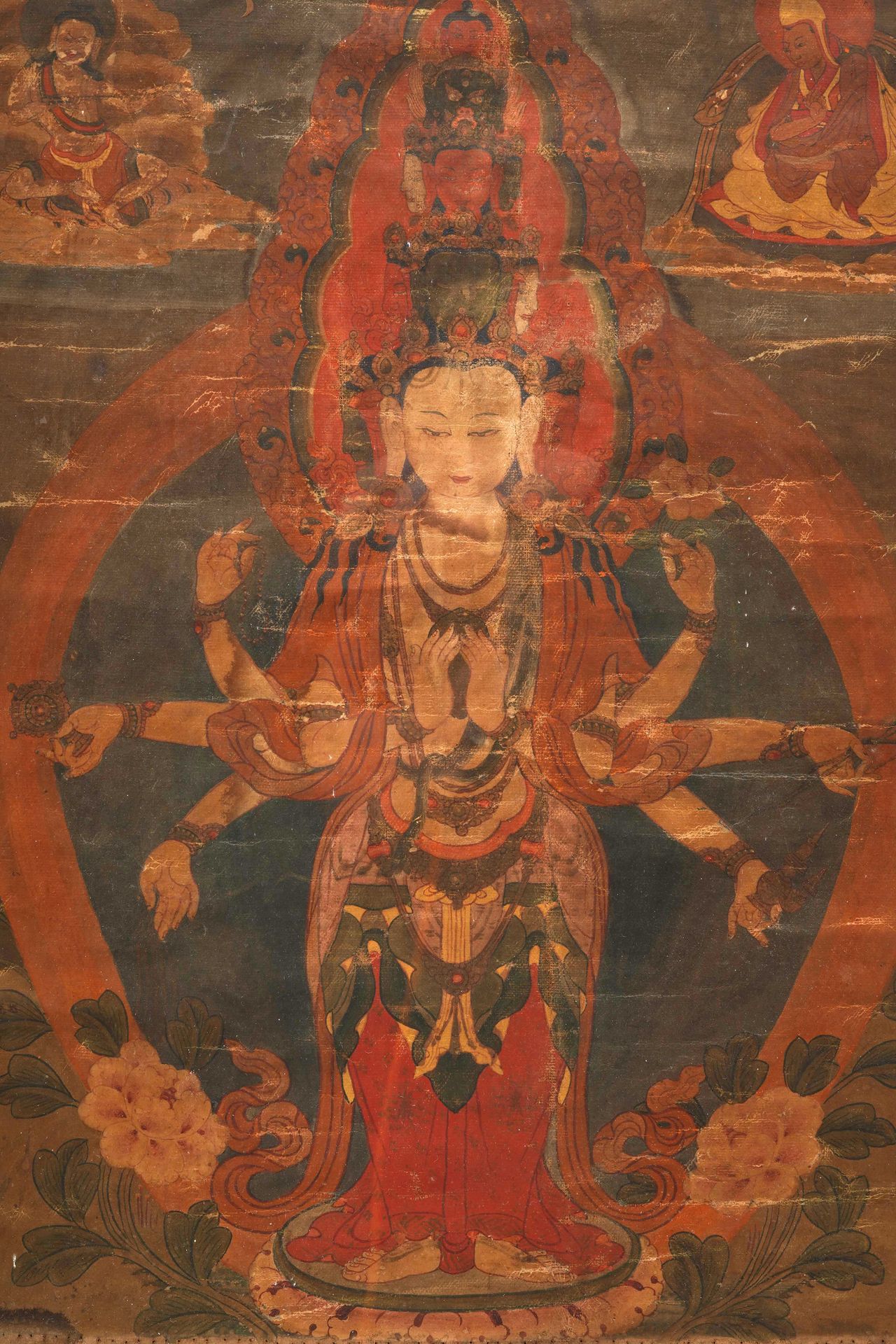 Thangka, Tibet (Chine) XVIIIe-XIXe Thangka a tempera su tela che rappresenta il &hellip;