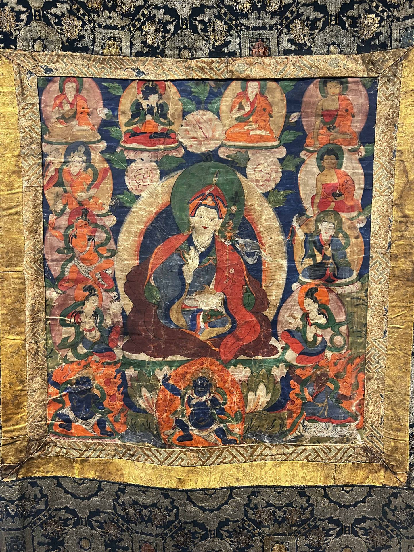 Thangka sur rouleau , Tibet (Chine) XVIIIe/XIXe - Padmasambhava (Tanka - Thanka)&hellip;