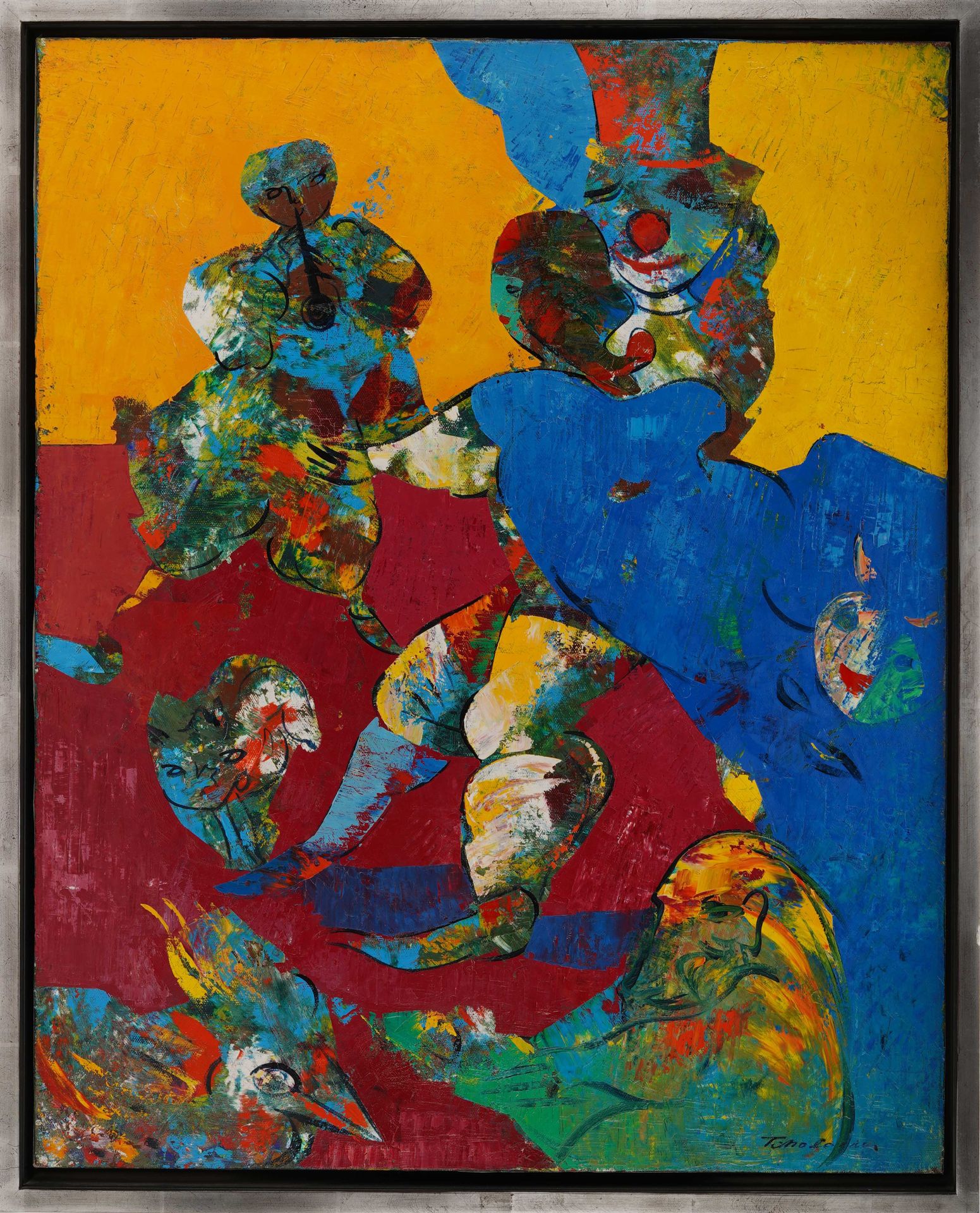 Igor TCHOLARIA (1959) 小丑，布面油画，右下角签名，81x100厘米。书中附有来自克诺克的罗宾逊画廊的《伊戈尔-乔利亚II：与毕加索的接触》&hellip;