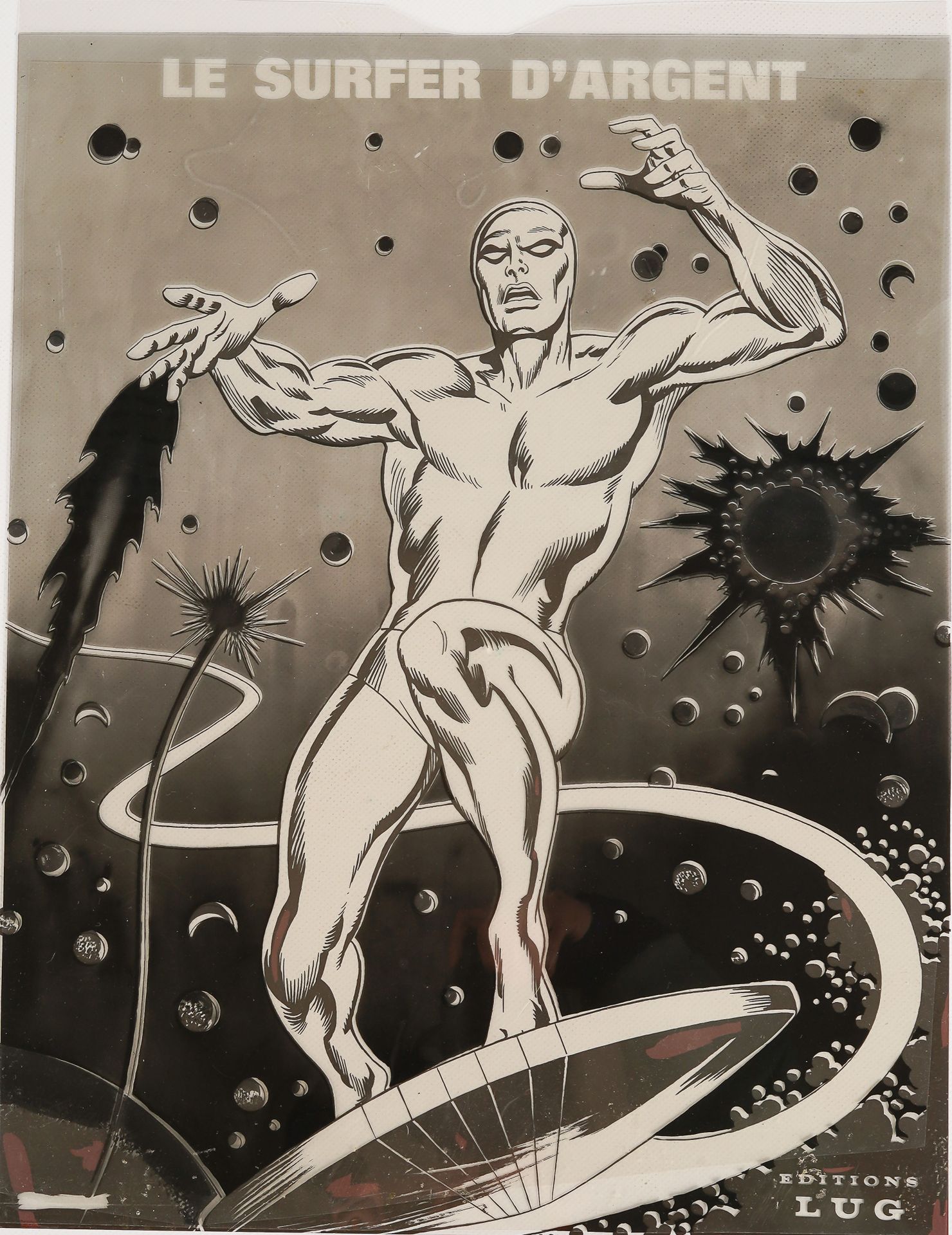 LUG SEMIC, ARCHIVES COMICS 1969年的准备工作，为创作神话般的STRANGE 11 "SILVER SURFER "海报而印刷的胶片&hellip;