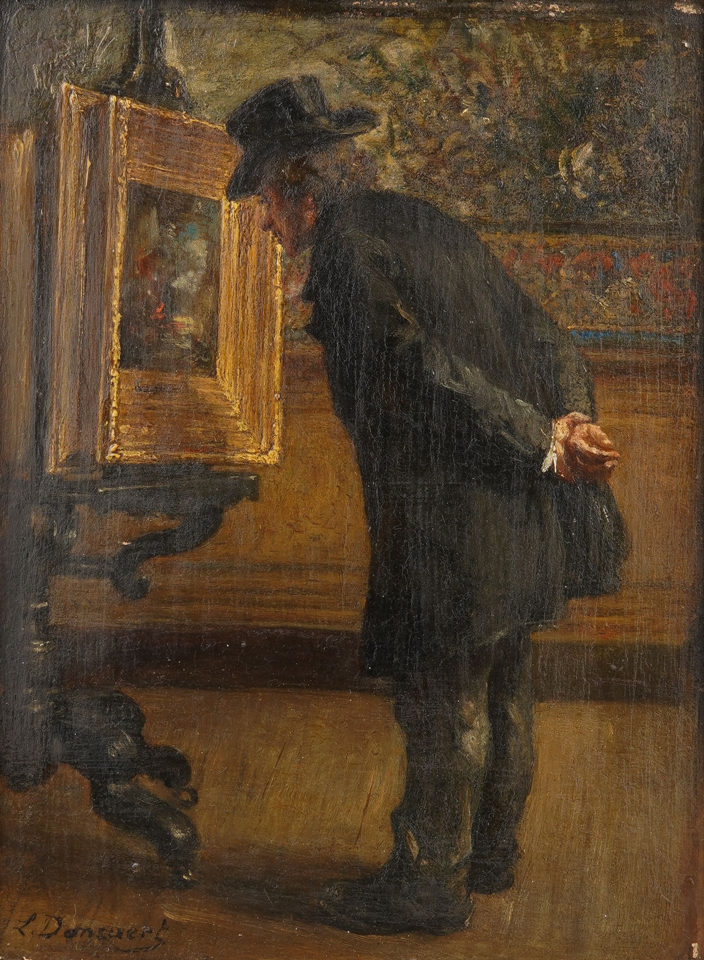 Léon DANSAERT (1830-1909) "Le musée de Bruxelles", huile sur panneau, signé en b&hellip;