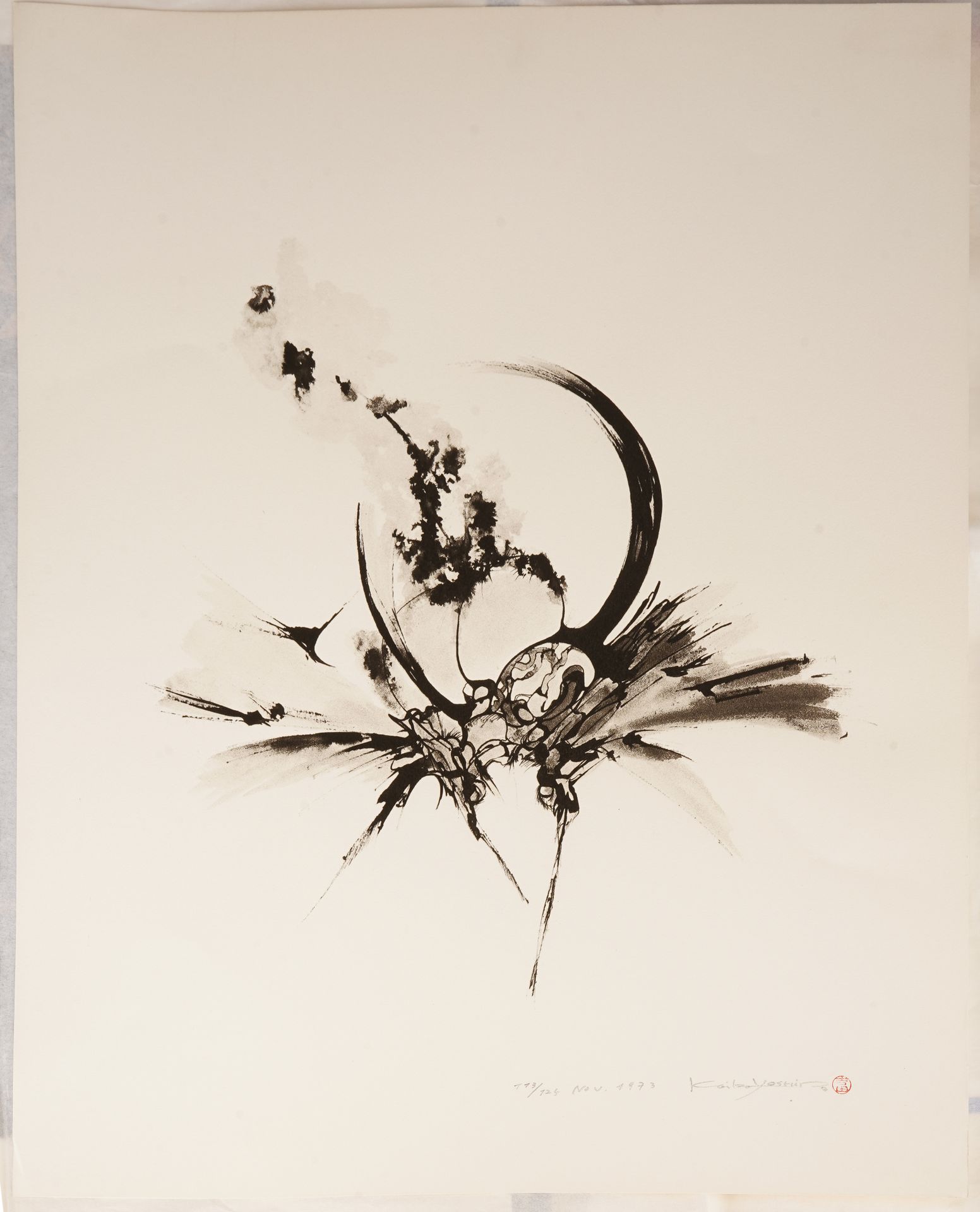 Keiko YOSHIDA (1938) Sans titre (insecte), lithographie, (1973) signé, 65 x 50 c&hellip;