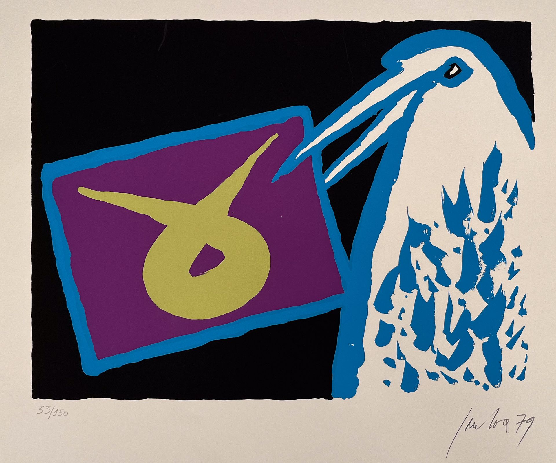 Jan COX (1919-1980) "Bird", sérigraphie, 33/150, signé et daté 1979.