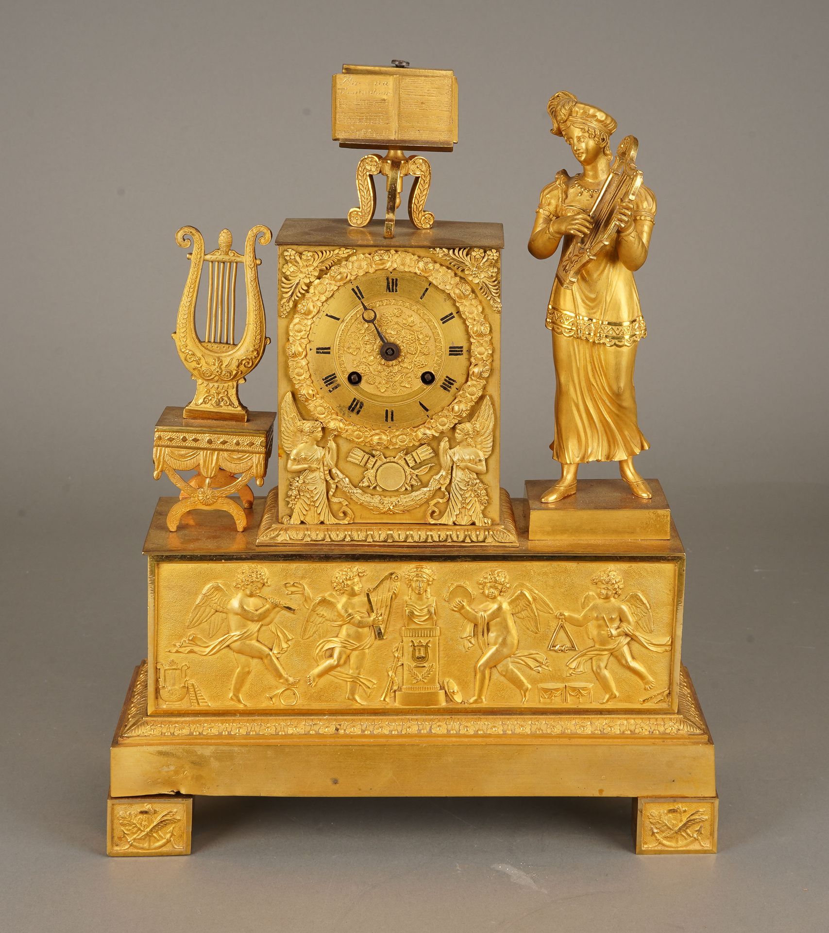 Horlogerie - Pendule d'époque Restauration Pendule à la femme troubadour (Trouba&hellip;