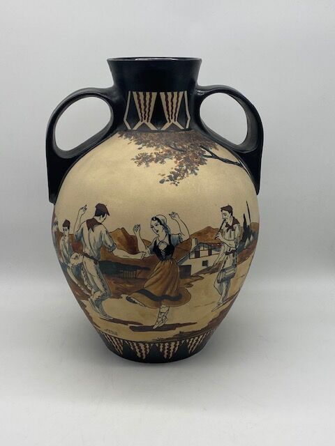 Null CIBOURE. Rodolphe FISCHER. Vase en grès émaillé polychrome à deux anses, à &hellip;