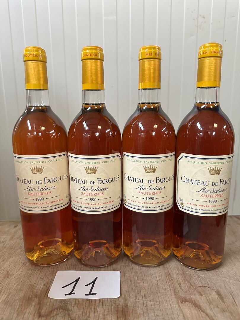 Null 4 botellas Château de FARGUES, Lur-Saluces Sauternes 1990 (ligeramente bajo&hellip;