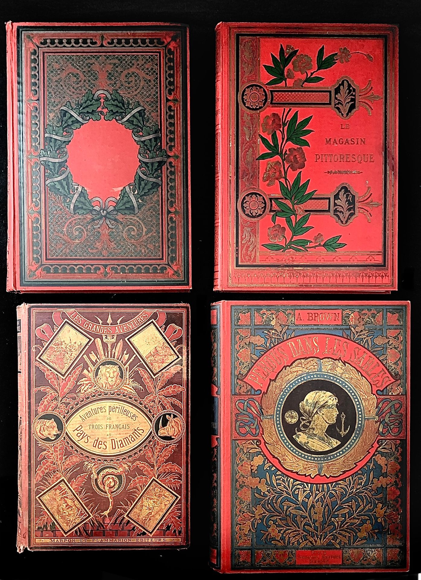 Null 精装书，一套4册，包括。维斯曼的《法比奥拉或大墓教堂》，《坑道杂志》1893年，A-布朗的《萨布尔斯之死》，Boussenar的《三个法国人在迪亚曼斯&hellip;