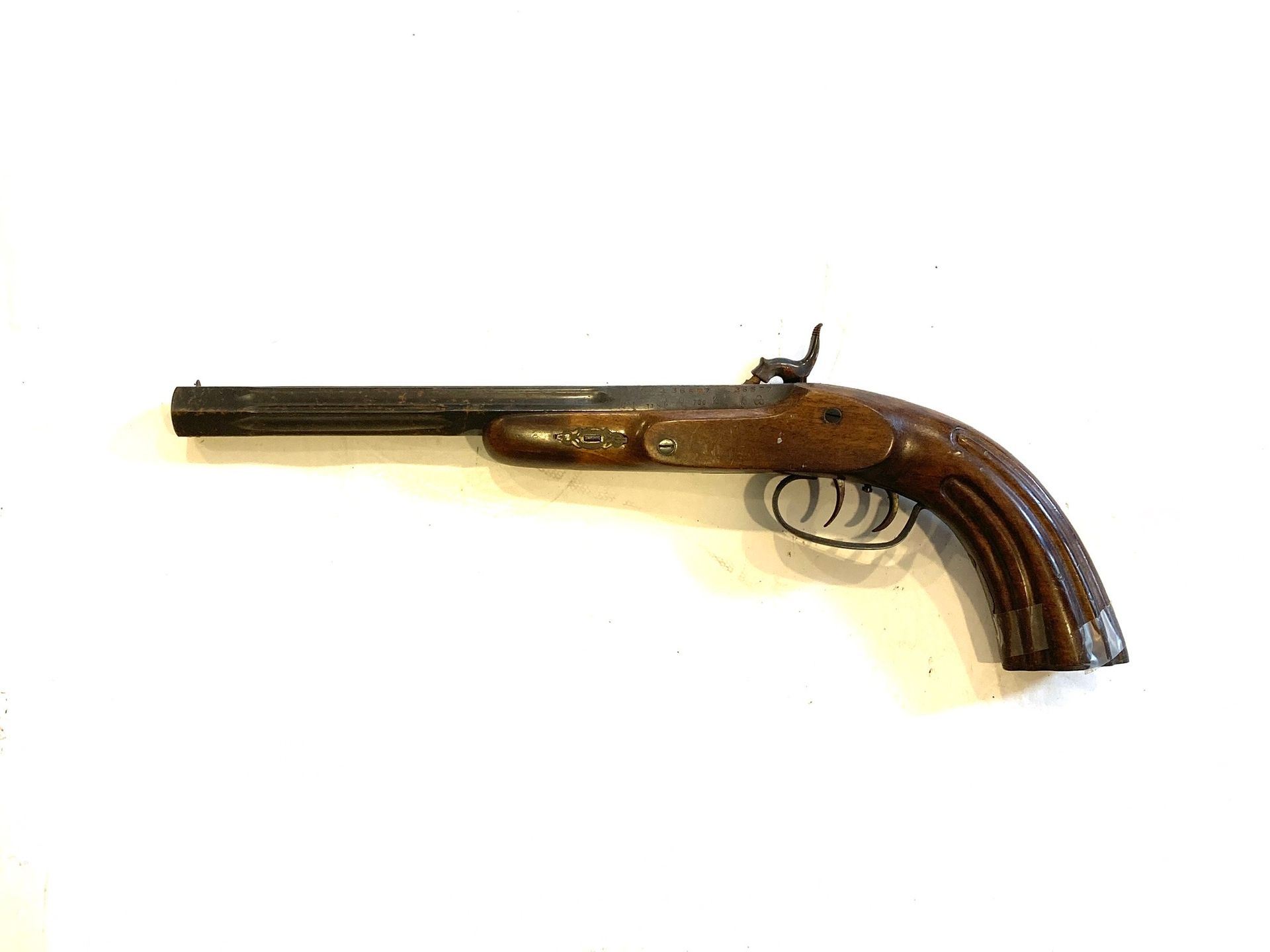 Null Pistolet de tir à percussion, canon octogonal bronzé de 27 cm, calibre 12 m&hellip;