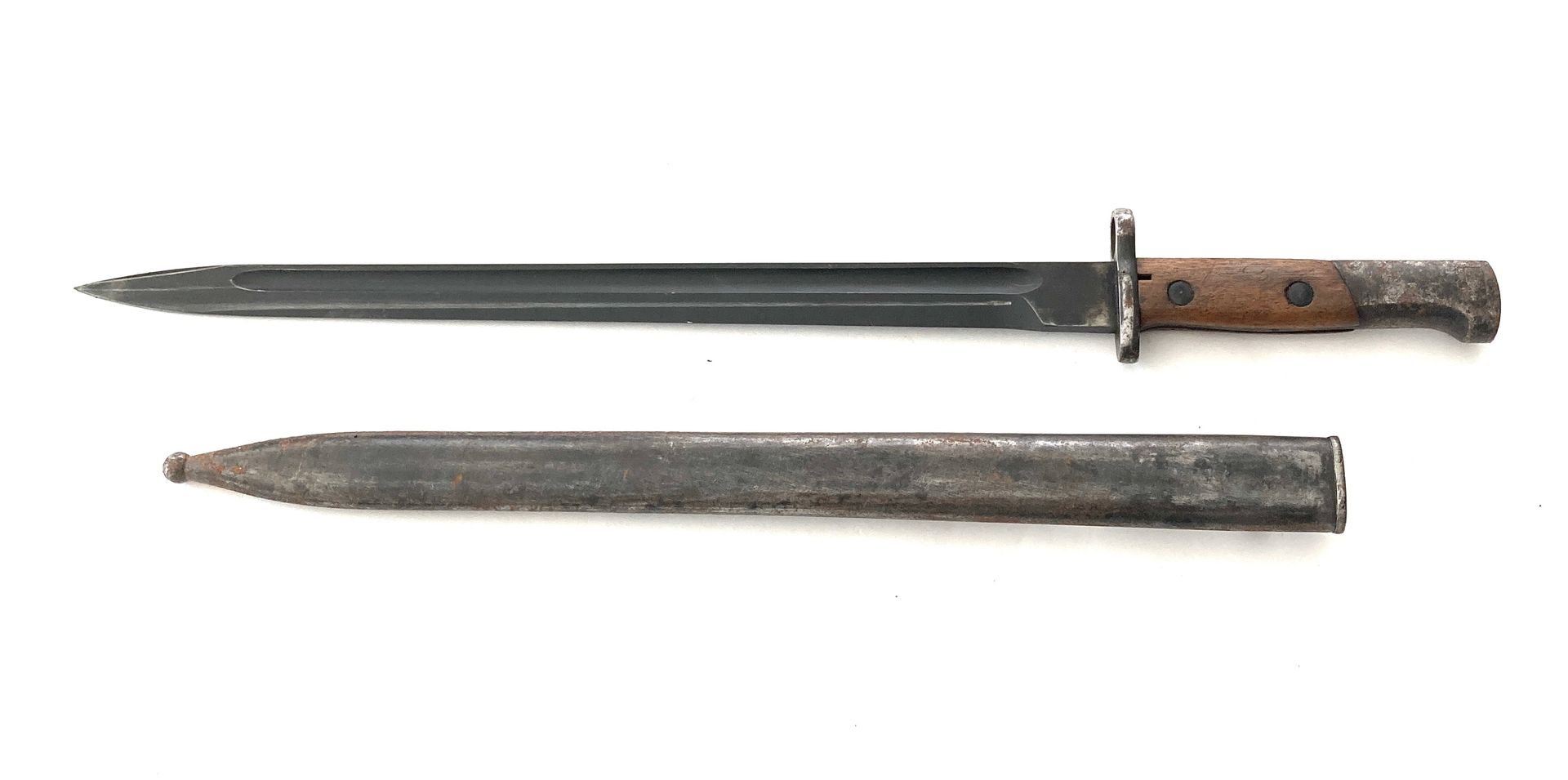 Null baïonnette Mauser « export » modèle 1924 ; lame de 38,5 cm, plaquettes bois&hellip;