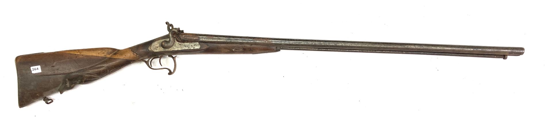 Null fusil de chasse à percussion, canons en table de 82,5 cm, pontet volute, cr&hellip;