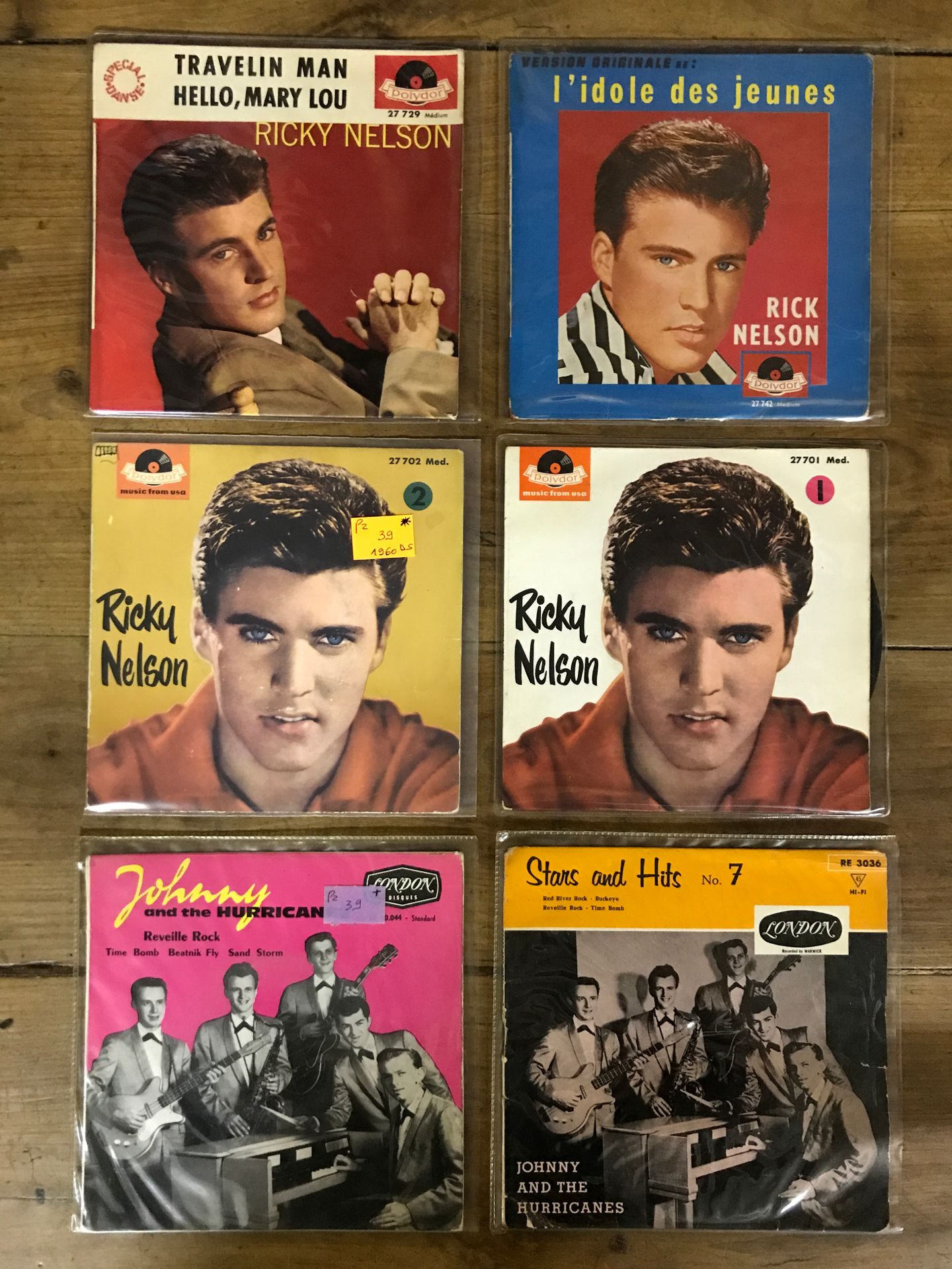RICKY NELSON, JOHNNY AND THE HURRICANES Lot de 6 disques 45 tours 4 titres de Ro&hellip;