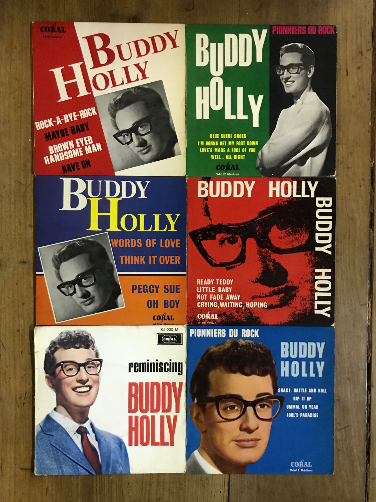 BUDDY HOLLY Lot de 6 disques 45 tours 4 titres de Buddy Holly Années 60 pressage&hellip;