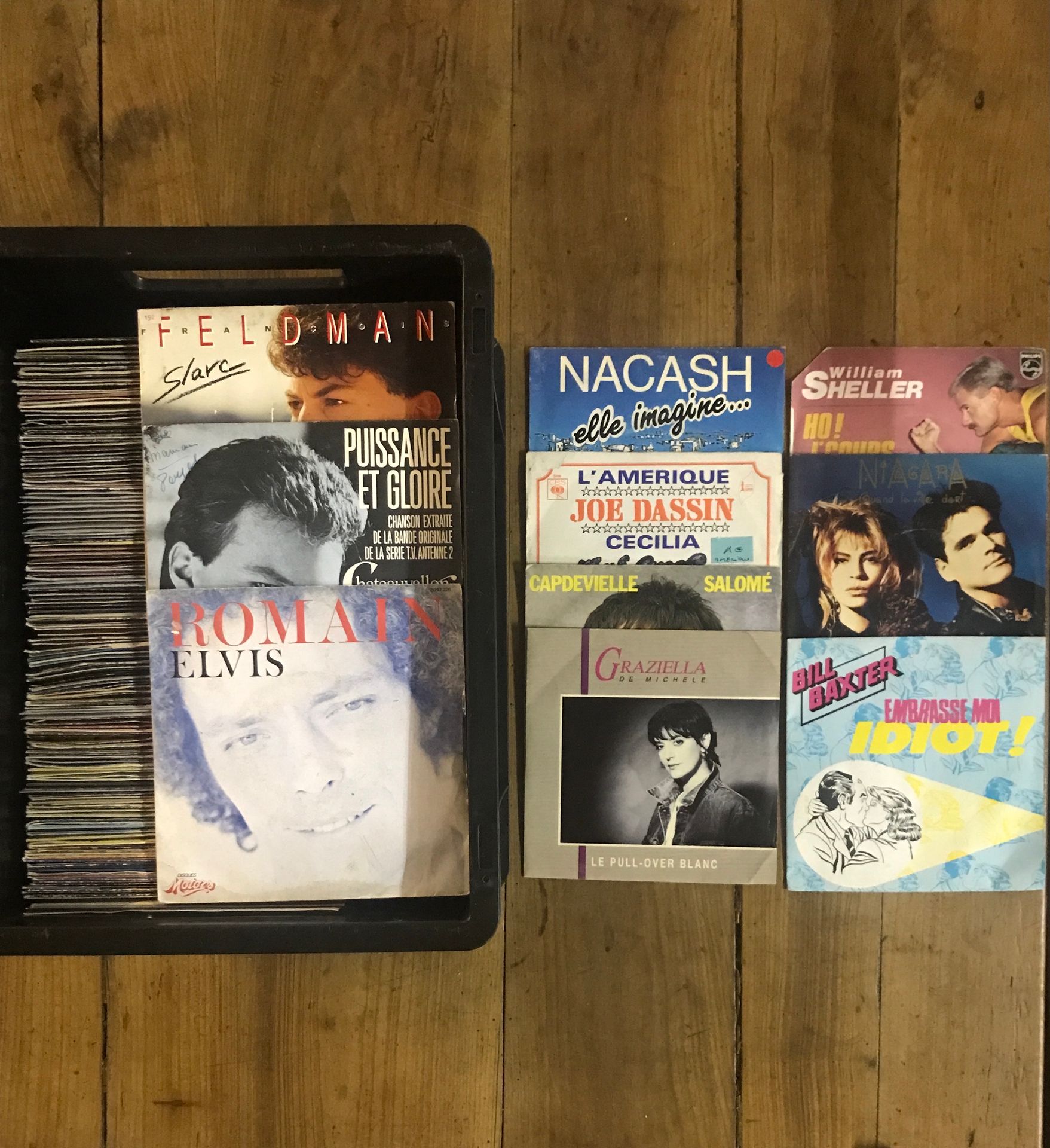Null Lote de 200 discos de 45 rpm de artistas franceses (Karen Cheryl, Dayde, Ju&hellip;