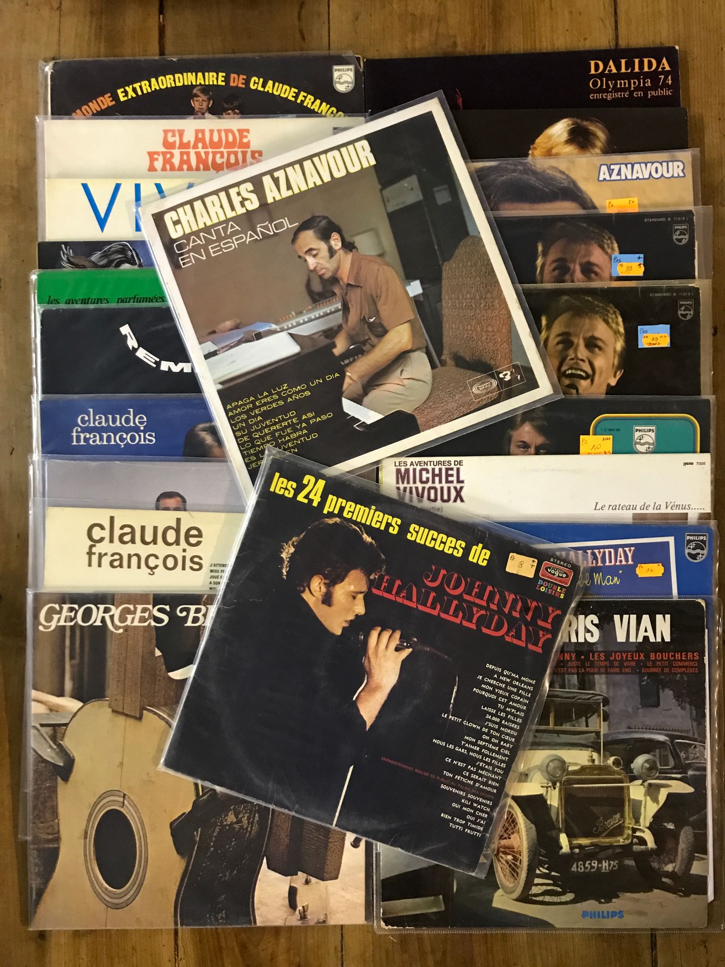 Null Lote de 50 discos de 33 rpm de artistas franceses (Antoine, Leo Ferre, Ange&hellip;