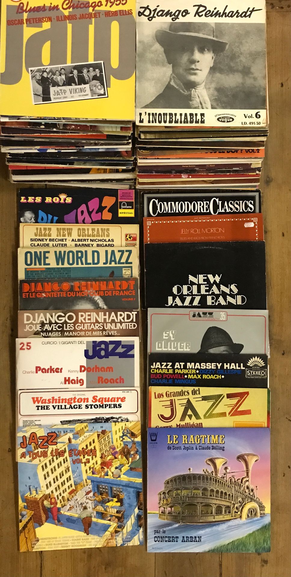 Null Lot of 100 LPs of various jazz (Armstrong, Django, Basie, ...). 	, Album , &hellip;