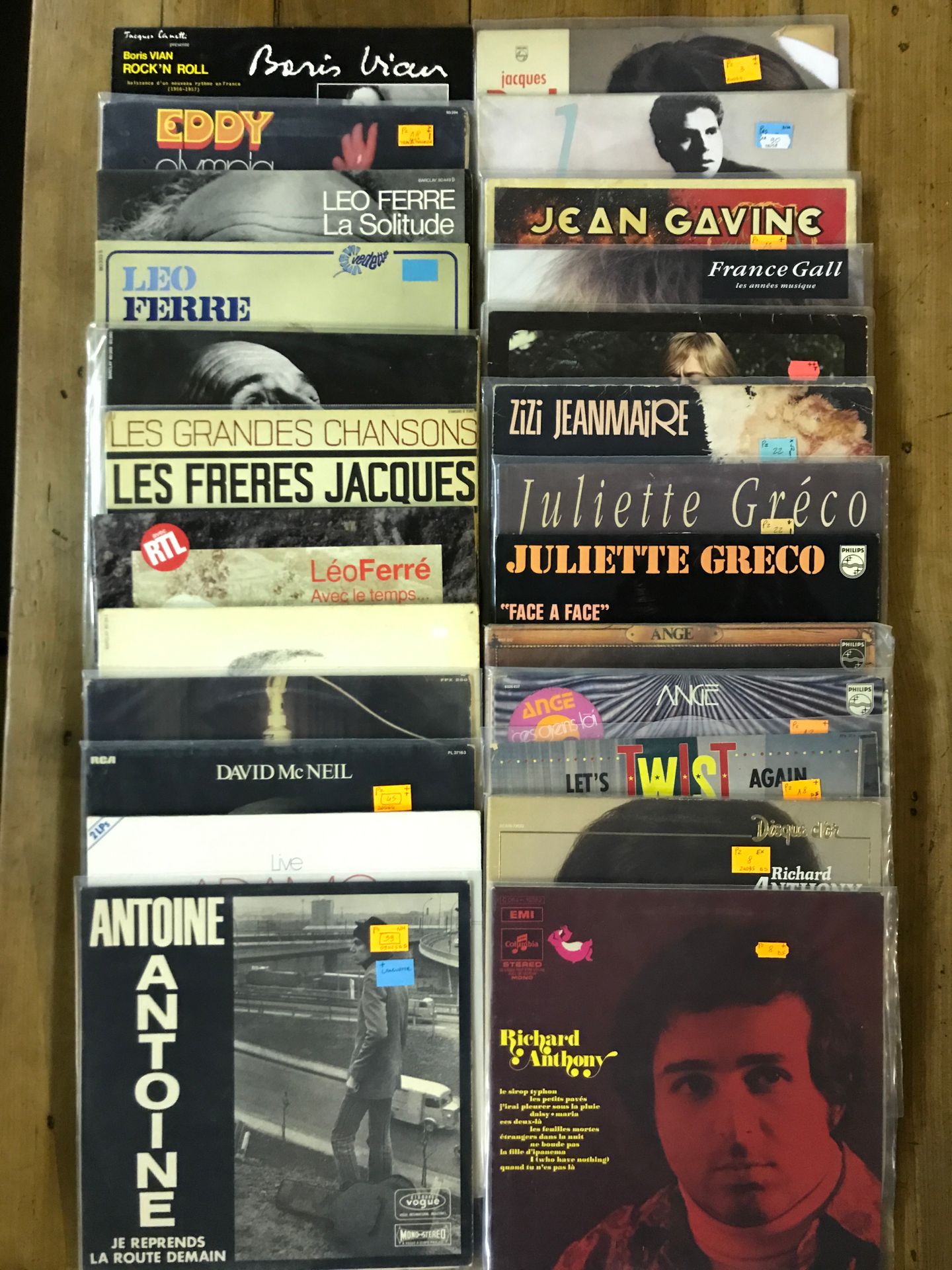 Null Lot de 50 disques 33 tours d'artistes français (Jacques Brel, Boris Vian, M&hellip;