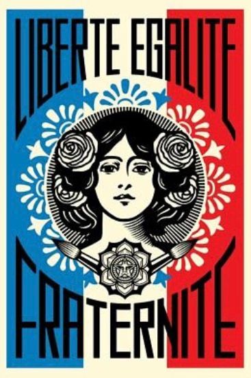 Null SHEPARD FAIREY, "Liberté, Egalité, Fraternité" serigraphy signed and dated &hellip;