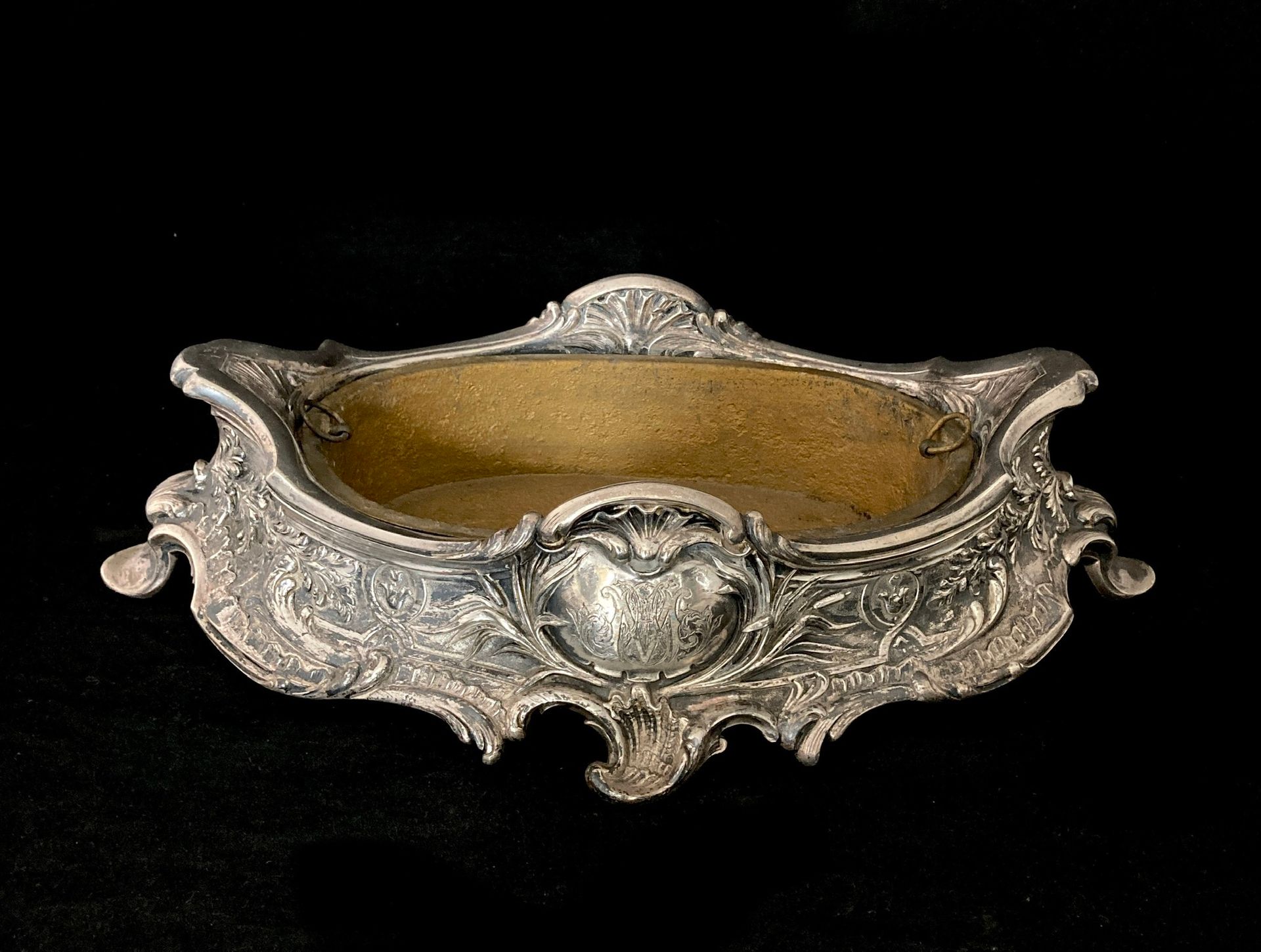 Null GALLIA - CHRISTOFLE. A silver plated planter with a composite rocaille/Art &hellip;