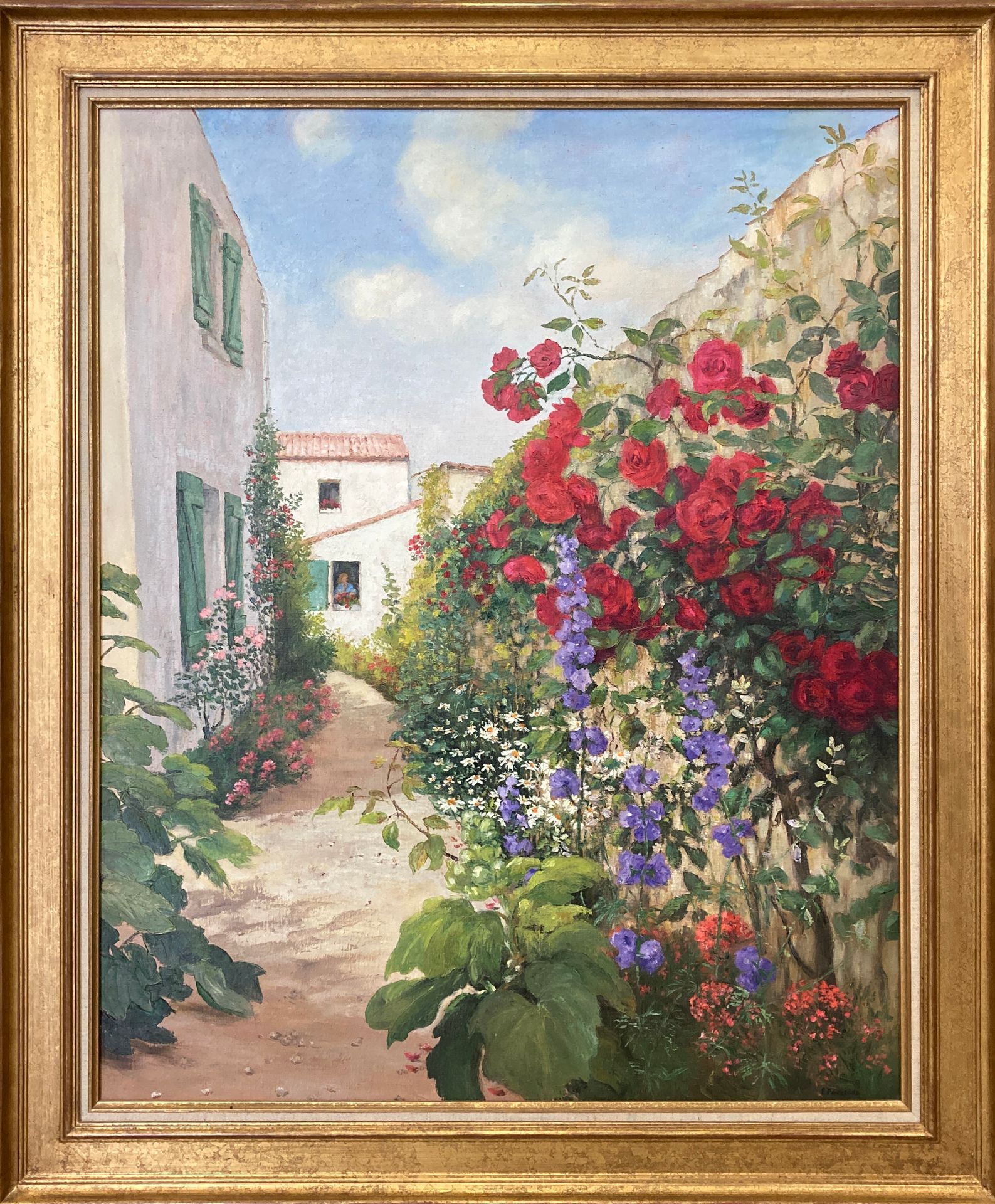 Null Elisabeth FOURCADE 

"Flowery alley".

Oil on canvas.

Signed lower right.
&hellip;