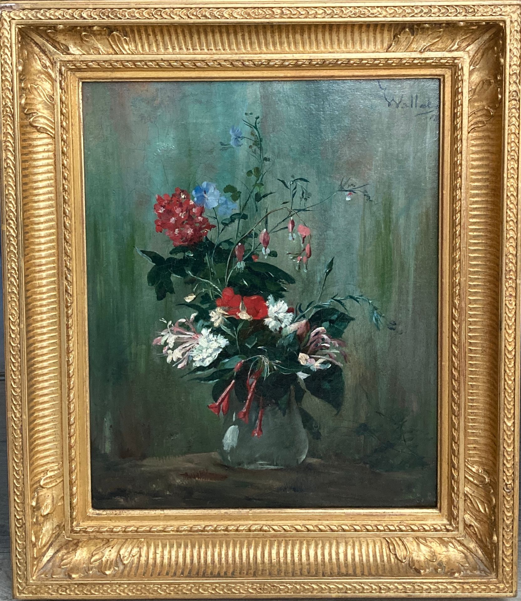 Null 
Albert Charles WALLET 1852-1918 (?) - Le bouquet de fleurs，布面油画，右上角有签名和日期7&hellip;