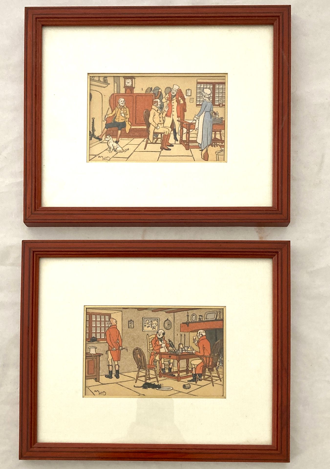 Null Harry ELIOTT (after), pair of framed prints. Height. 8 cm. Width 13 cm.