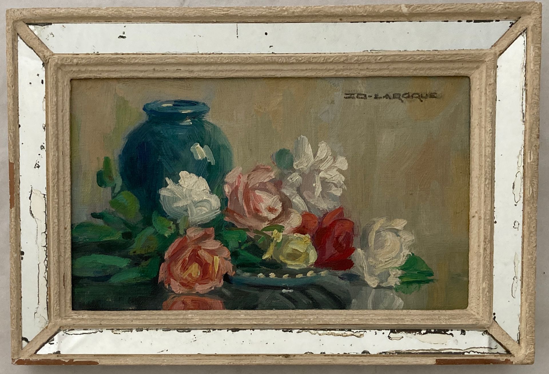 Null Blanche Marie ZO LAROQUE (1876-1967), "Nature morte aux fleurs". Oil on can&hellip;