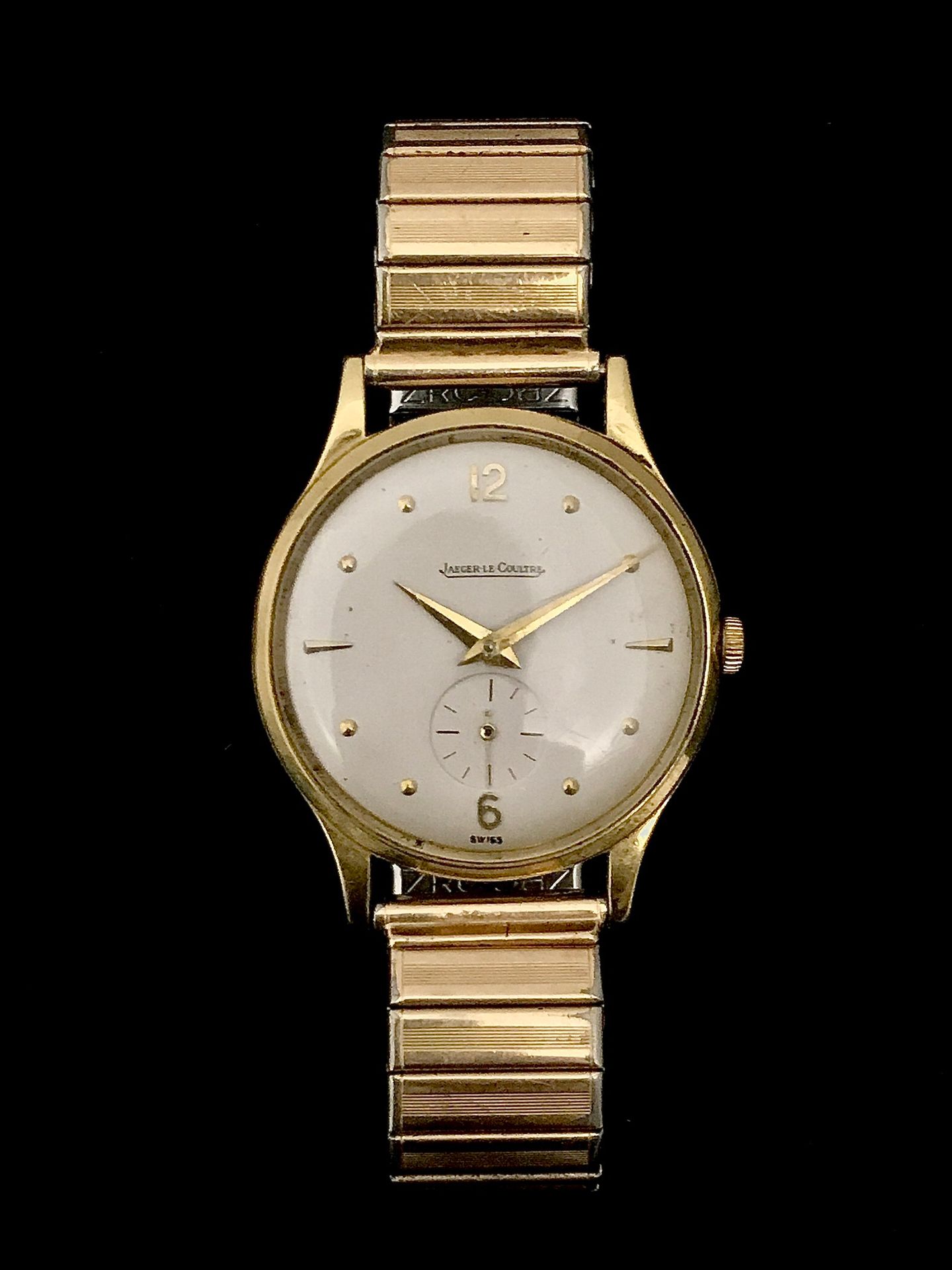 Null JAEGGER LECOULTRE - 18k yellow gold 750°/00 case wristwatch, champagne dial&hellip;