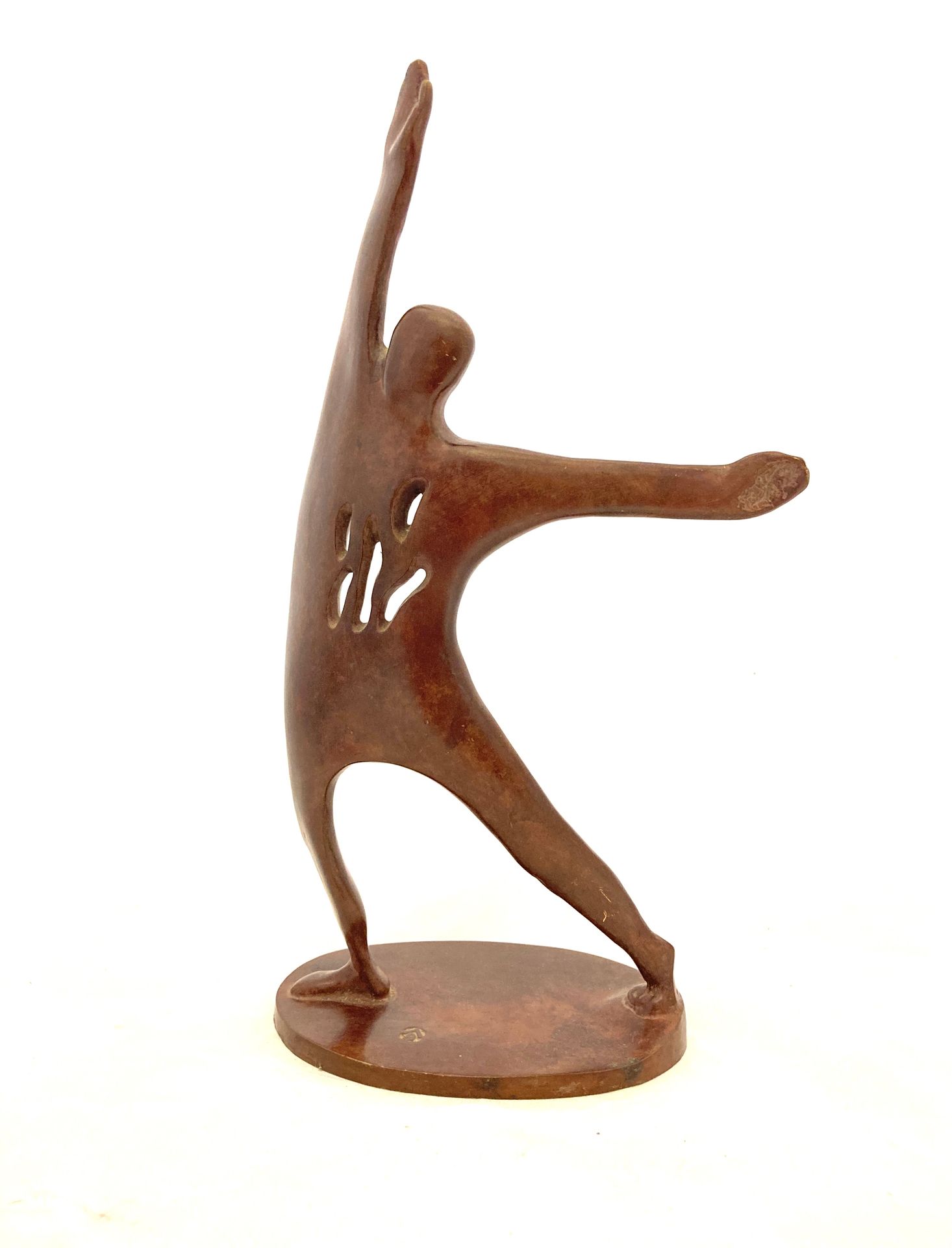 Null 
French contemporary school

"Man with raised arms".

Bronze with red-brown&hellip;