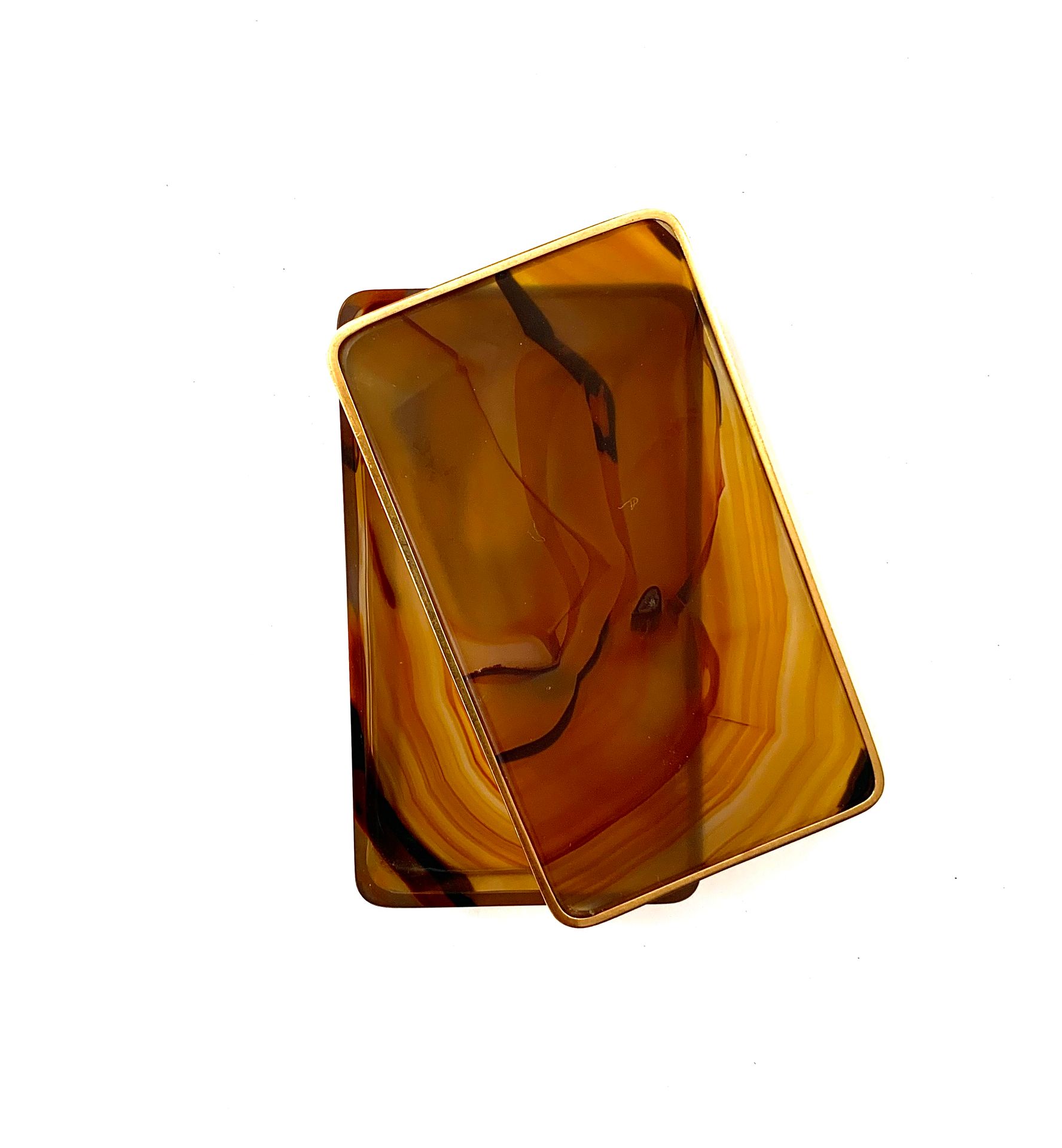 Null Boite de section rectangulaire en agate, la monture du couvercle en or 18 k&hellip;