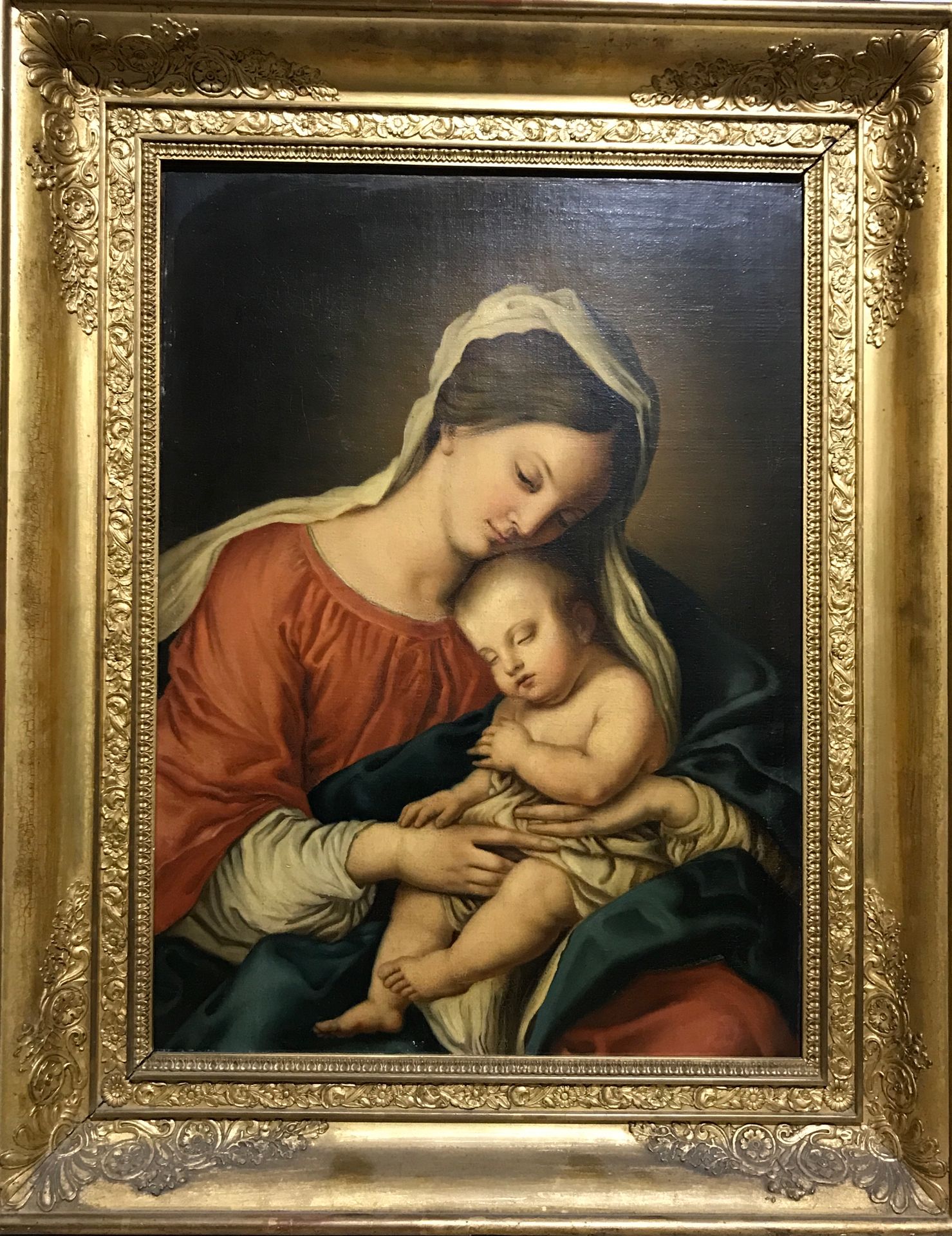 Null 
乔瓦尼-巴蒂斯塔-萨尔维(1609-1685)

- 后被称为IL SASSOFERRATO。

圣母与圣婴

布面油画

19世纪中叶

高52厘&hellip;