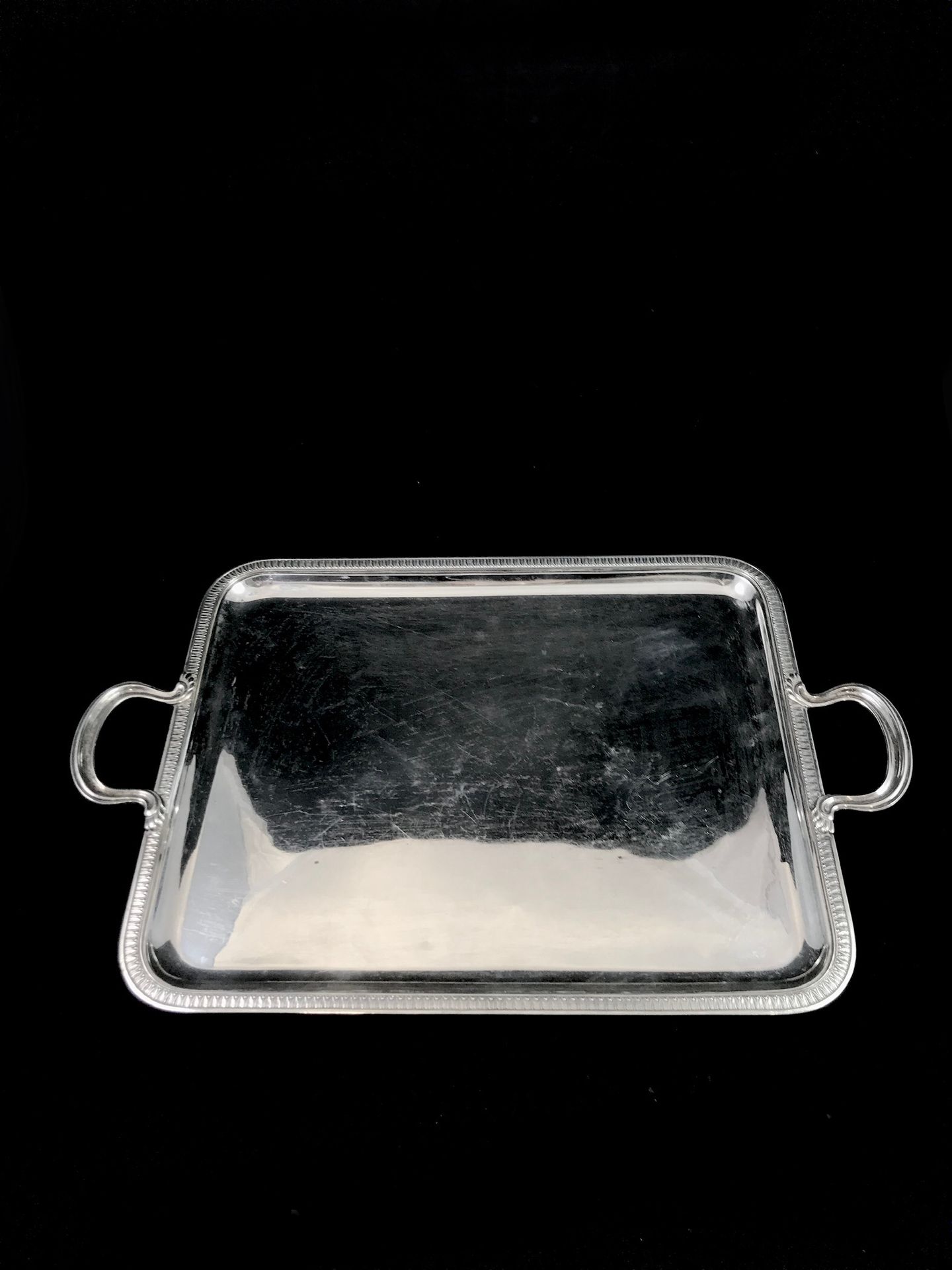 Null PFENNINGER goldsmith. Recangular silver tray 950°/00 with a frieze of water&hellip;