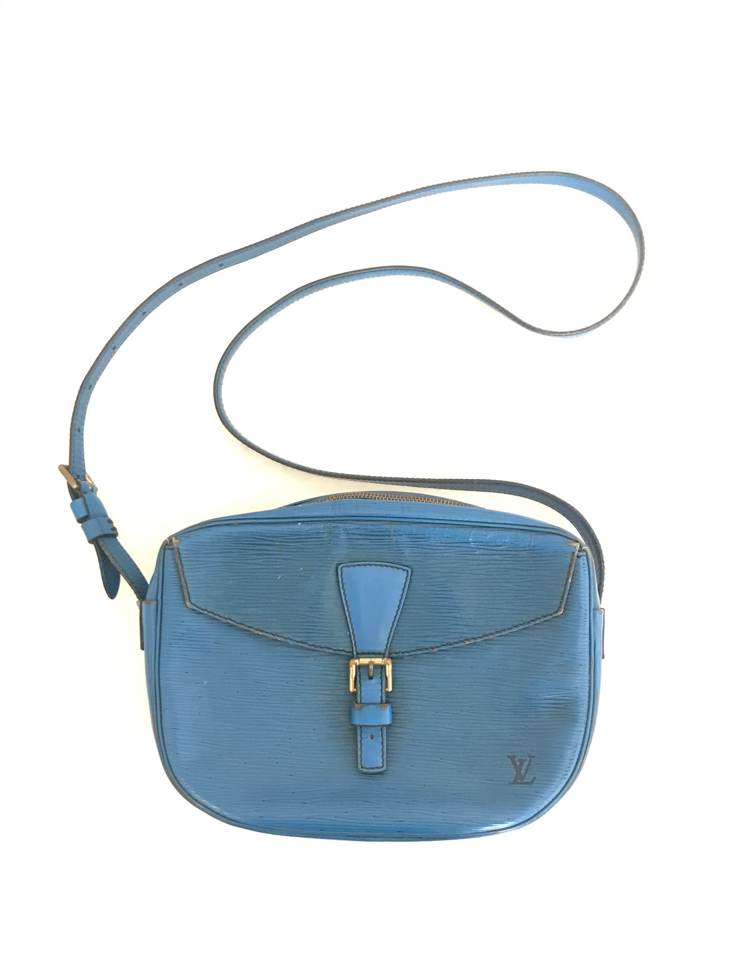 Null LOUIS VUITTON - Tasche "Jeune Fille", 20 cm, aus blauem Fischgrätenleder, v&hellip;