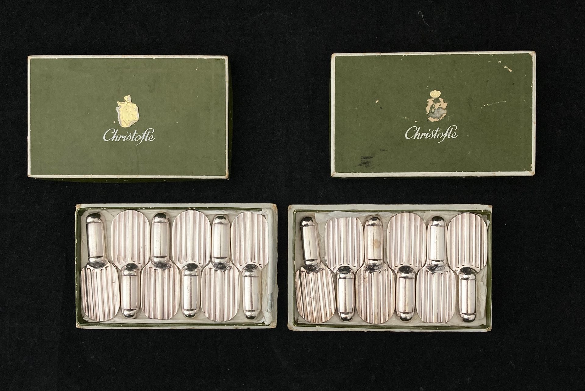 Null Luc LANAEL for CHRISTOFLE

Suite of two series of 6 knife holders in silver&hellip;