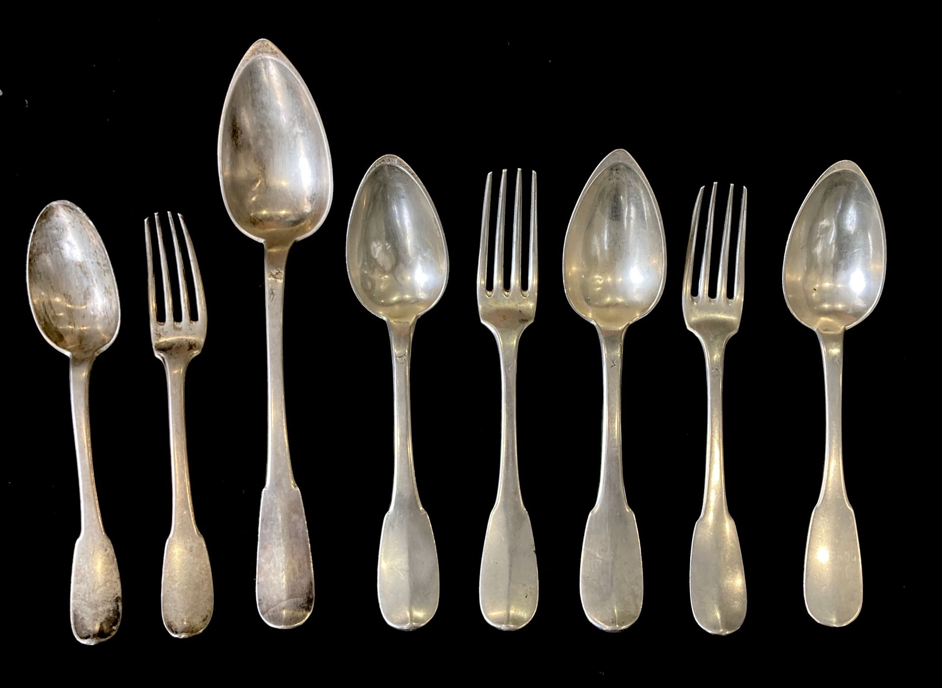 Null 
An 18th century silver flatware. Two silver flatware, a spoon and a servin&hellip;