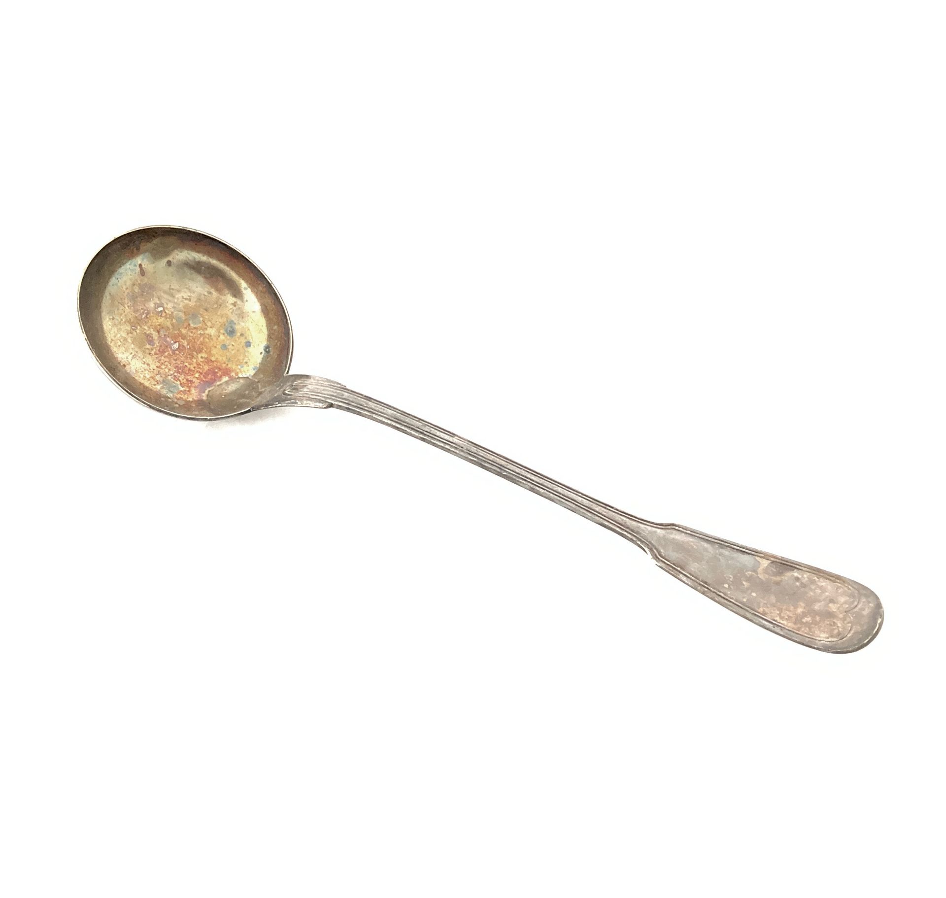 Null CHRISTOFLE, a large silver plated ladle, net pattern. Length: 35 cm.