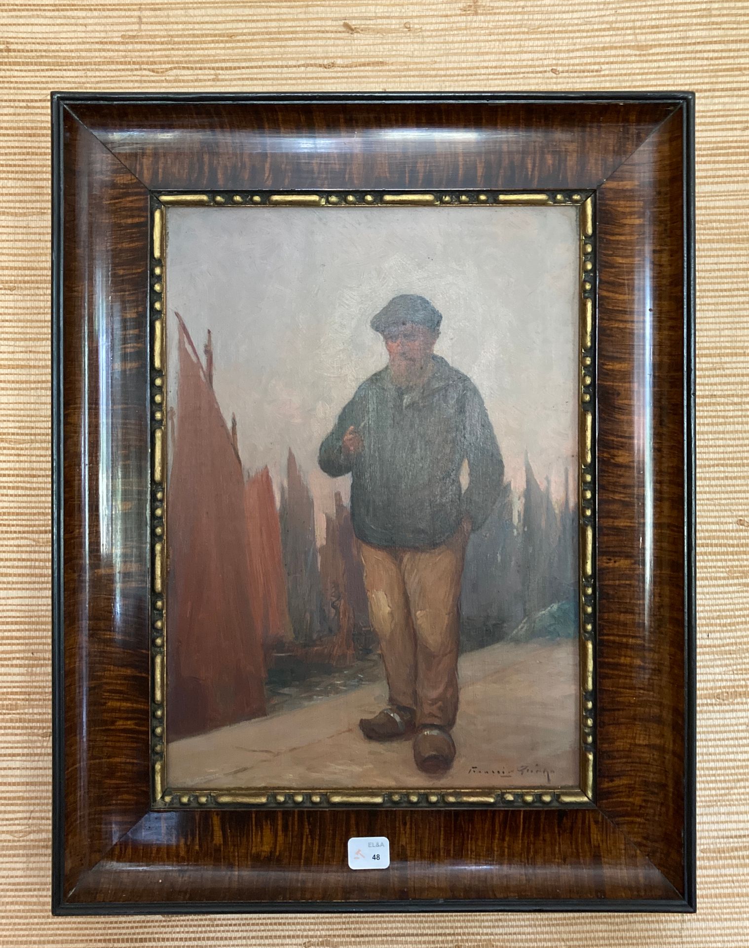 François GUEHO 弗朗索瓦-格奥尔 (1881-1952)
- 布列塔尼的渔夫。胡桃木板上的油画，右下方有签名，背面有会签。高度：33厘米，宽度：2&hellip;