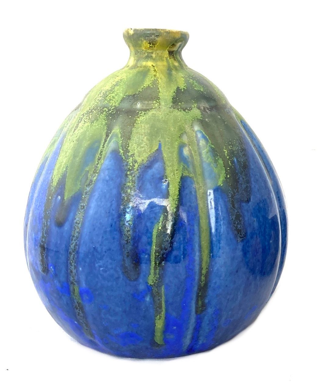 Null Soliflore Vase mit godroniertem Bauch aus glasiertem Steinzeug.

Um 1900.

&hellip;