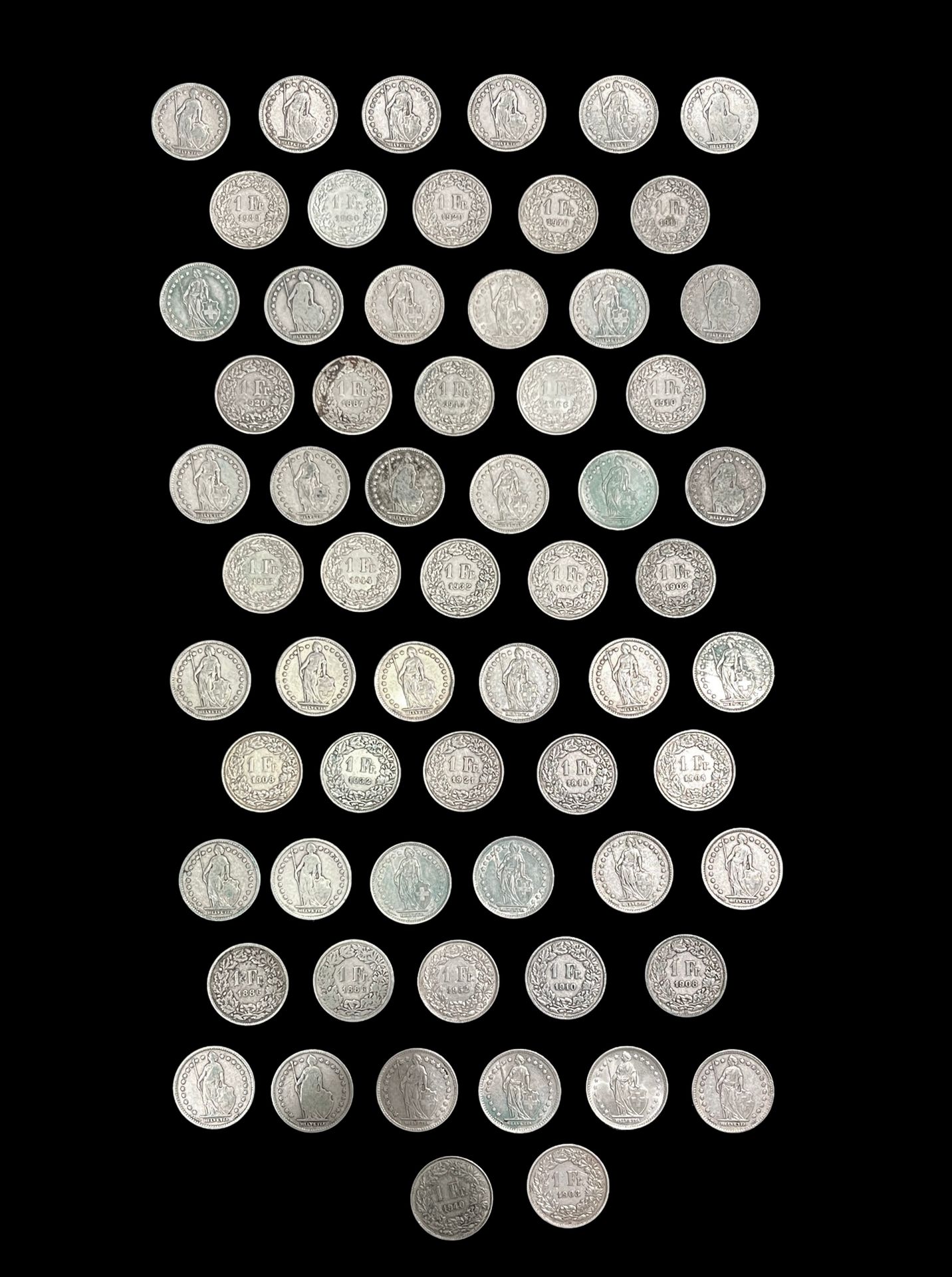 Null Set of Helvetia type coins standing in silver 835°/°° including :

13 coins&hellip;