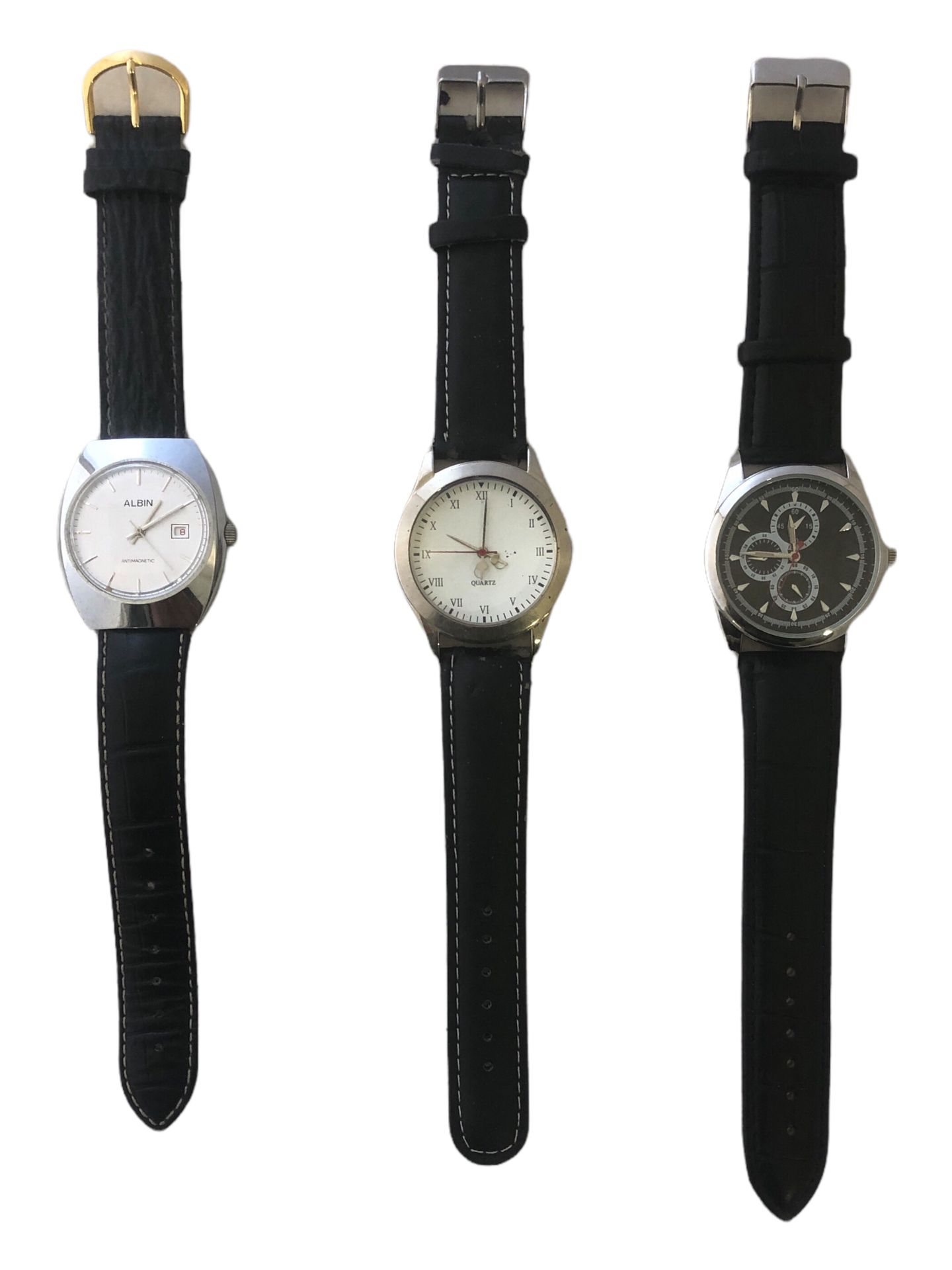 Null Three steel wrist watches. Automatic movement