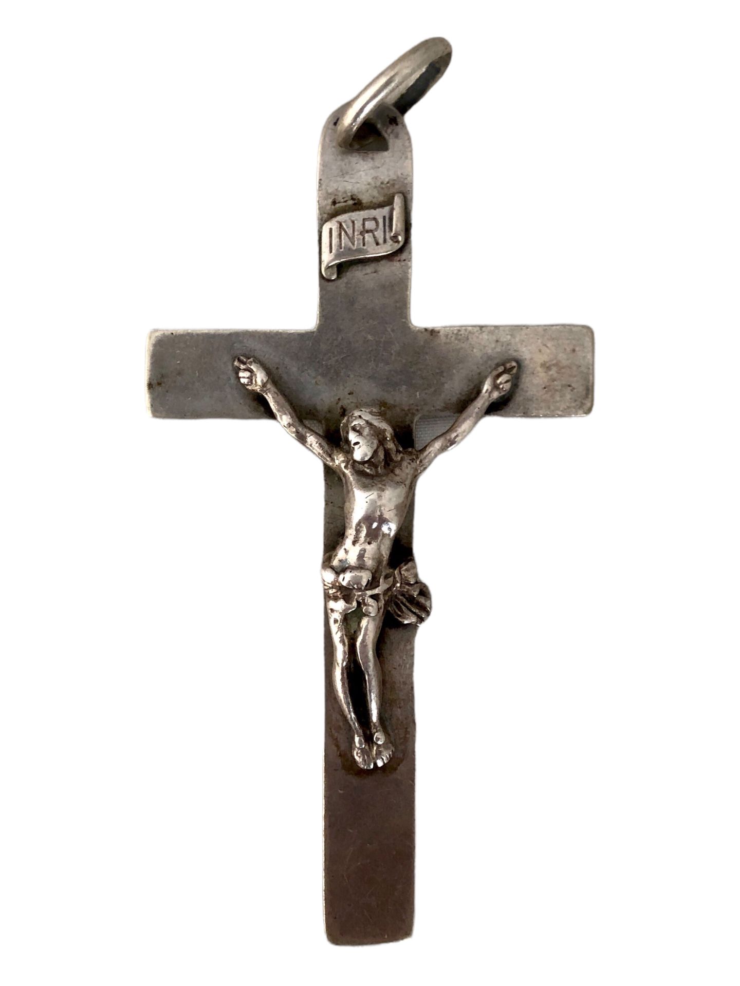 Null Crucifix of a nun 

in silver 800°/00 boar's head stamp.

Height 10,1 cm.

&hellip;
