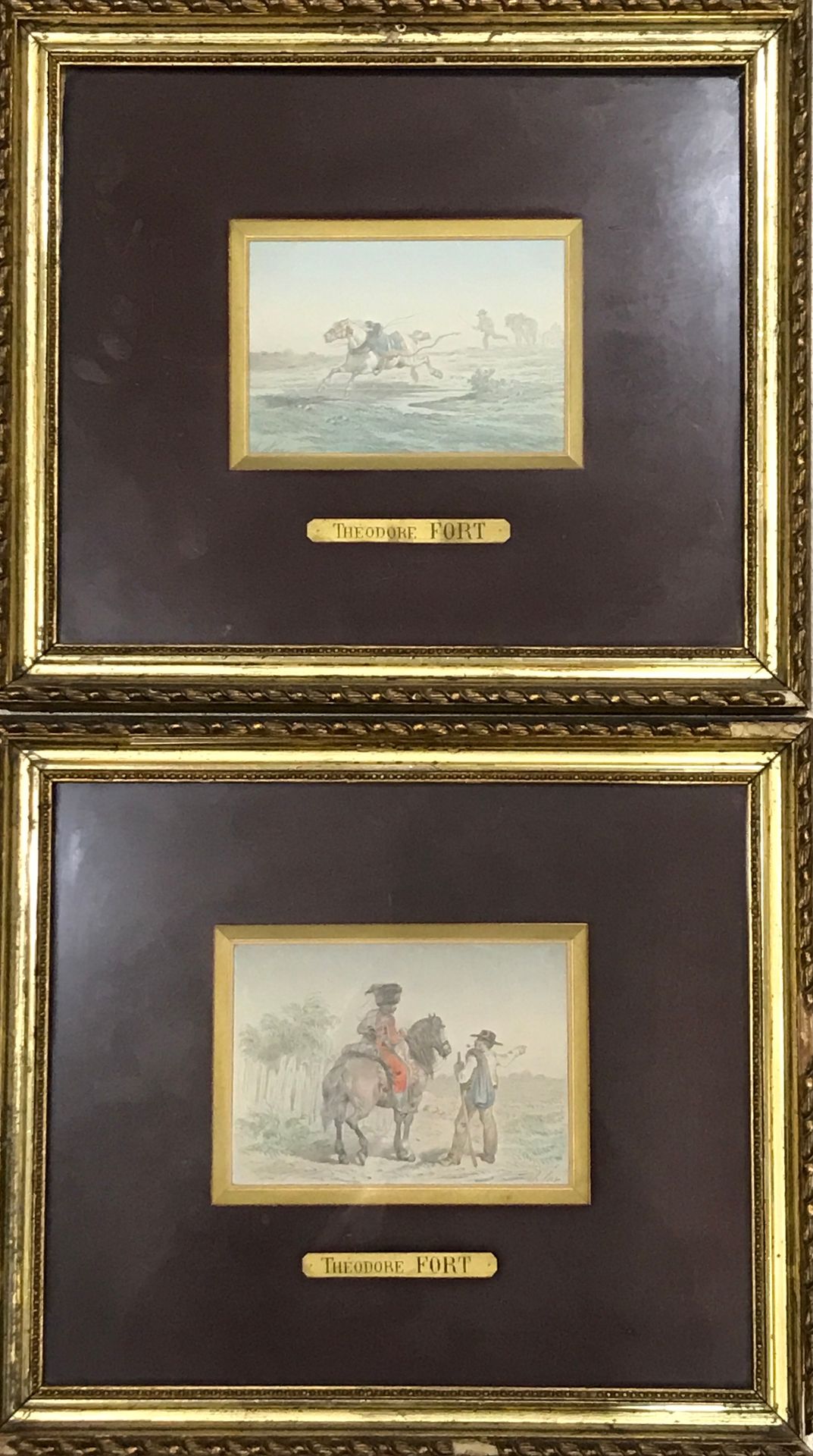 Null Théodore FORT 1810-1896

Paire d'aquarelles gouachées.

"Le coursier" et "l&hellip;