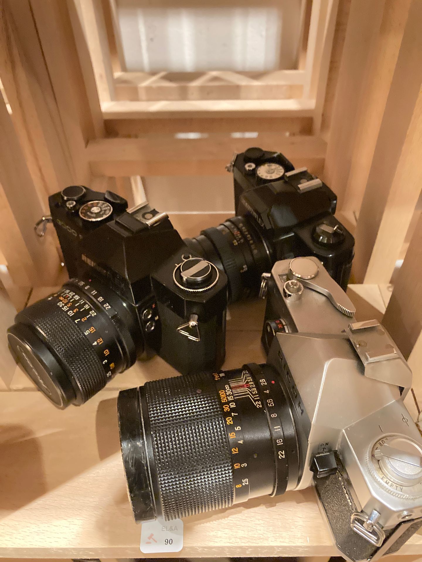 Null 473 C - Set of three miscellaneous cameras: Ricoh Singlex TLS box (2/135 mm&hellip;