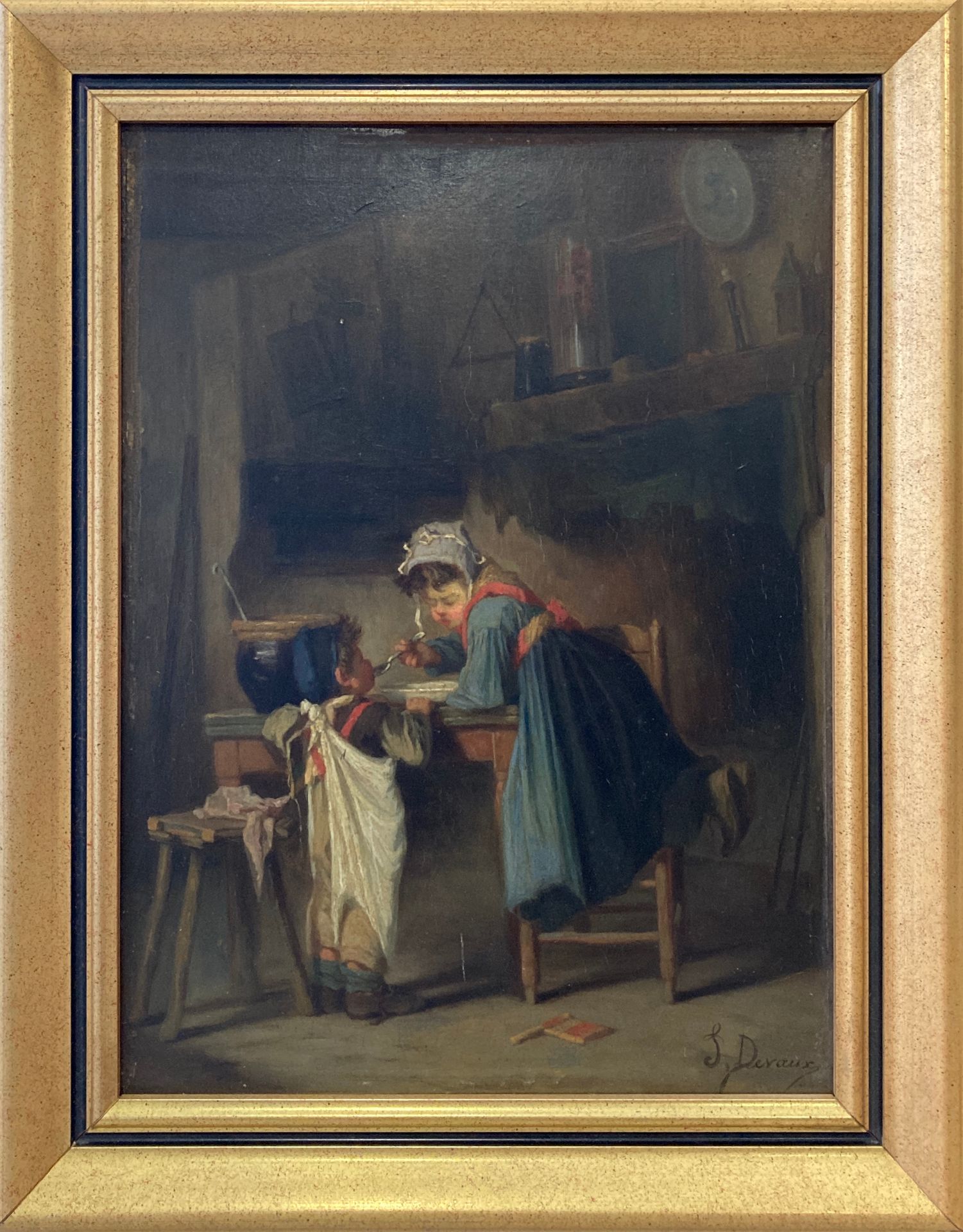 Null Jules Ernest DEVAUX (1837 - ?)

Le souper.

Huile sur panneau signée en bas&hellip;