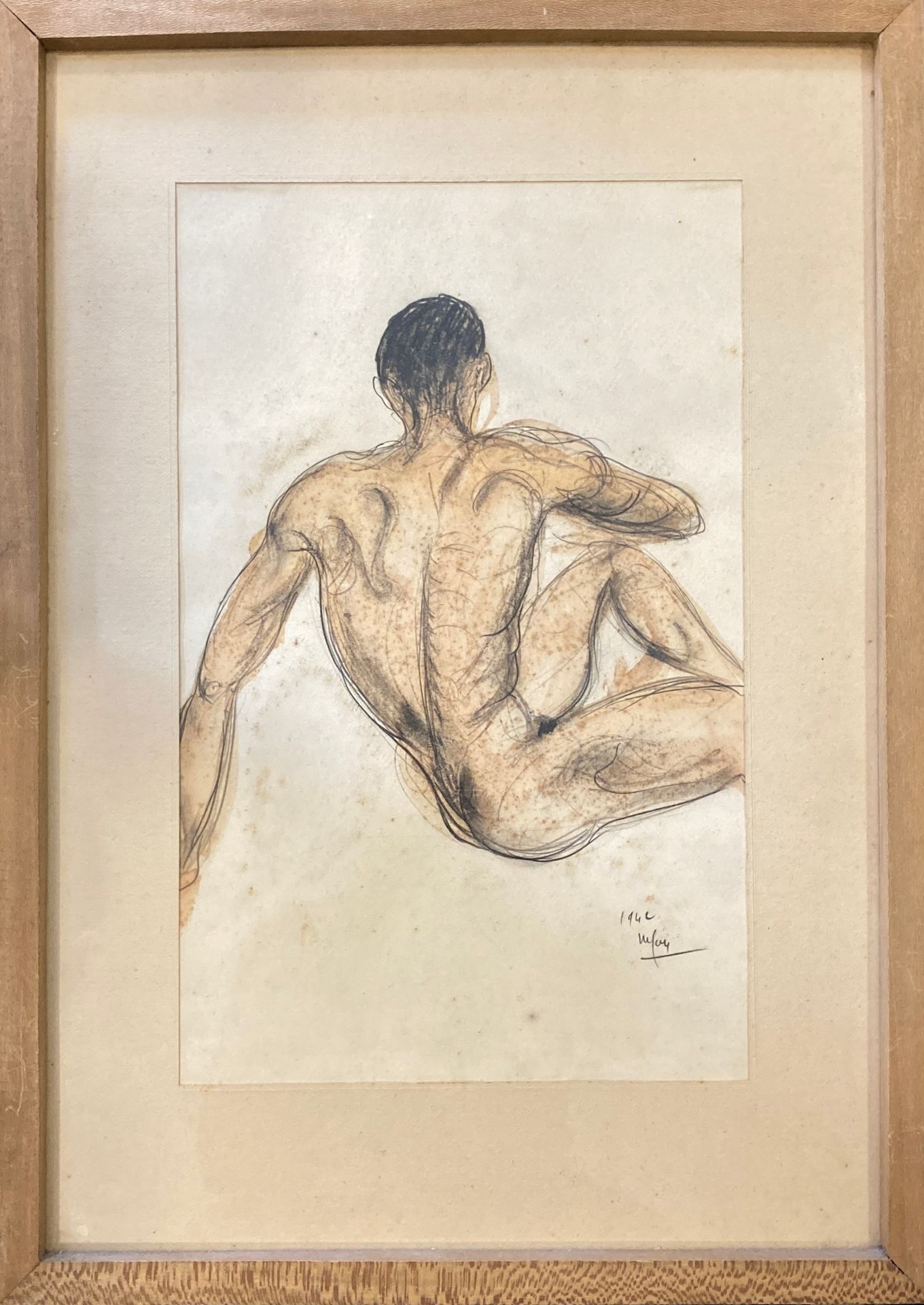Null Jean-Maurice GAY 1899 – 1961
Académie d’homme de dos, 1942
Fusain et aquare&hellip;