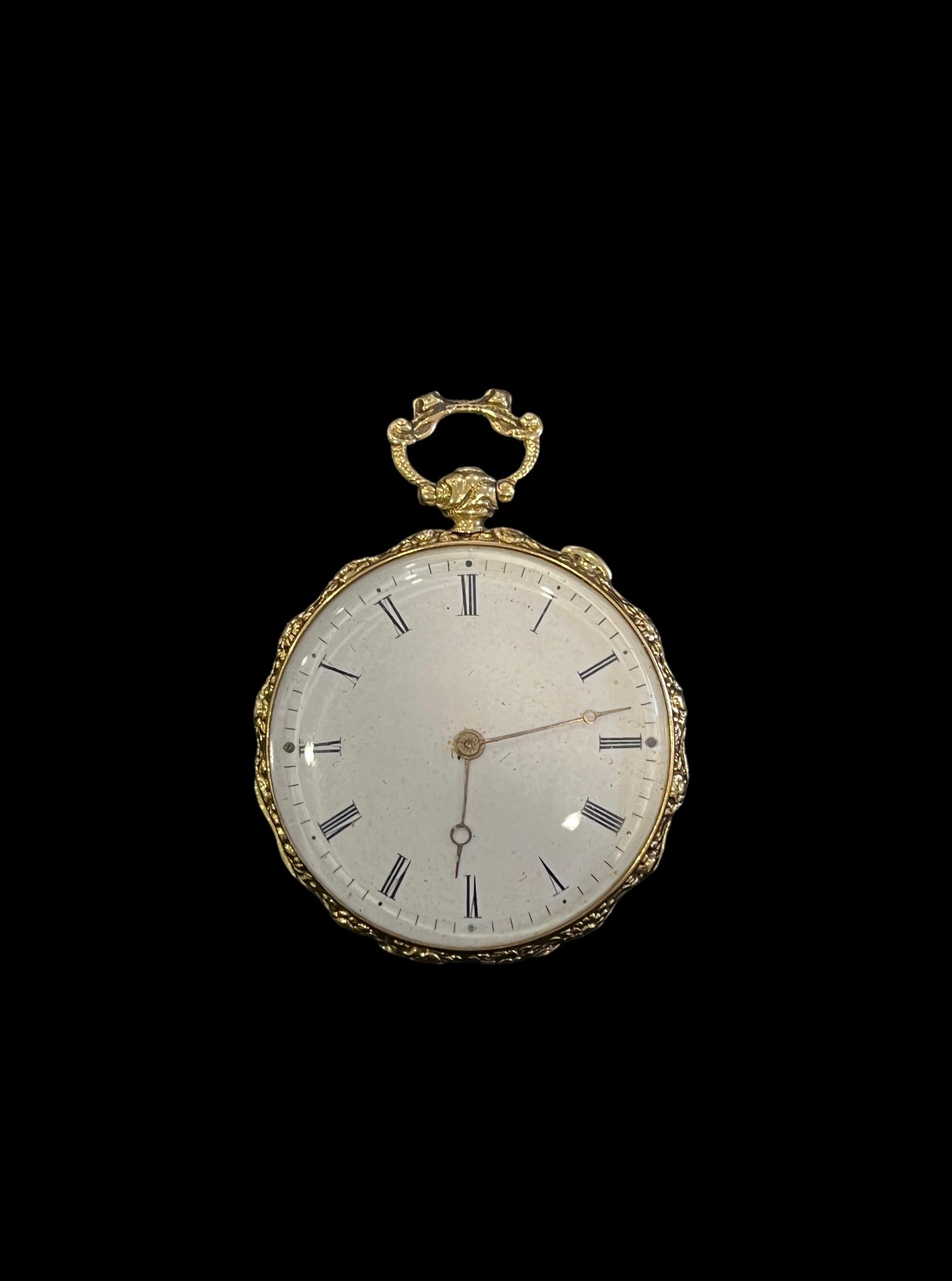 Null Yellow gold pocket watch with white enamel dial, Roman numerals for the hou&hellip;