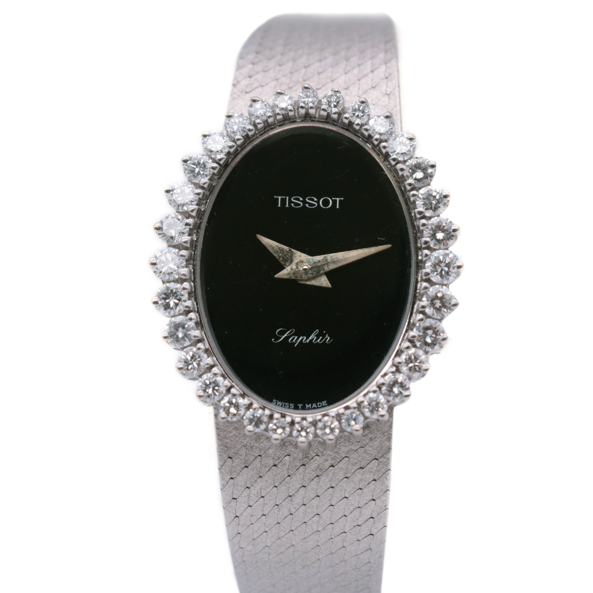 Montre TISSOT Le boitier en or blanc 18 ct

Le cadran ovoïde sur fond noir, la l&hellip;