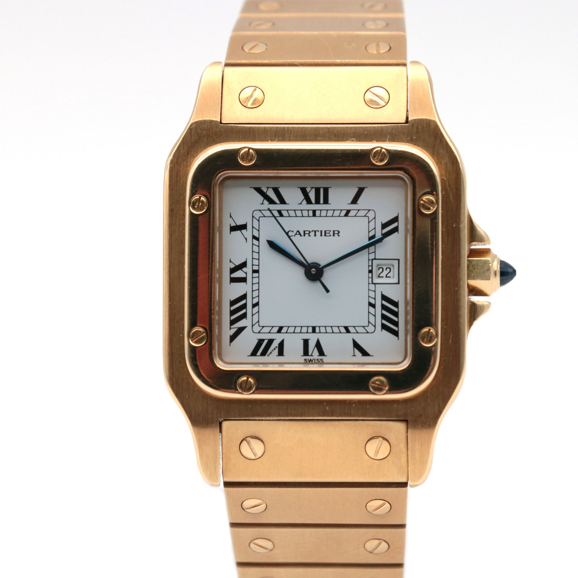 Montre Cartier, Santos The rectangular case in 18 ct yellow gold, signed

The sq&hellip;