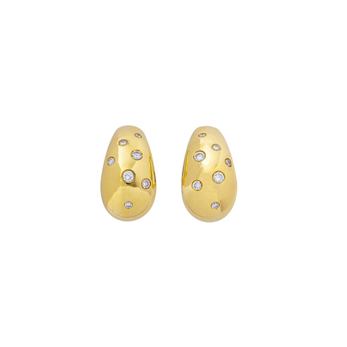 Null 18 ct yellow gold earrings encrusted with diamonds 

Circa 1980 

Dimension&hellip;